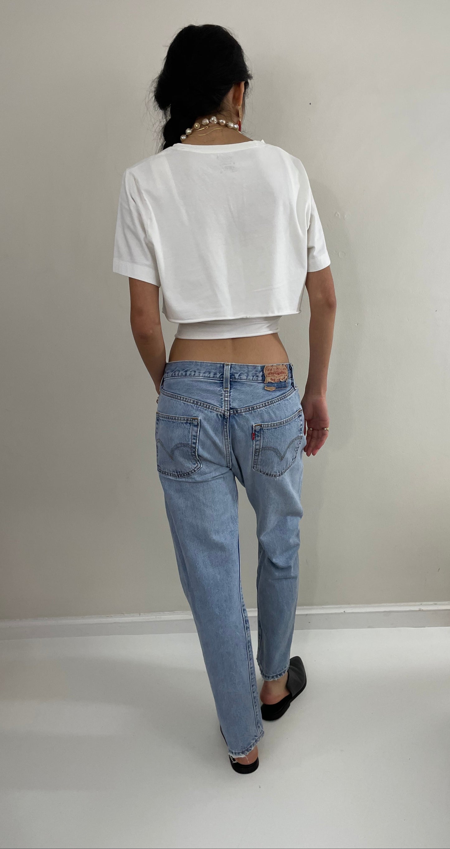 Vintage 80s Levi's 501 faded button fly medium light wash red tab Levis iconic jeans size 31 x 29
