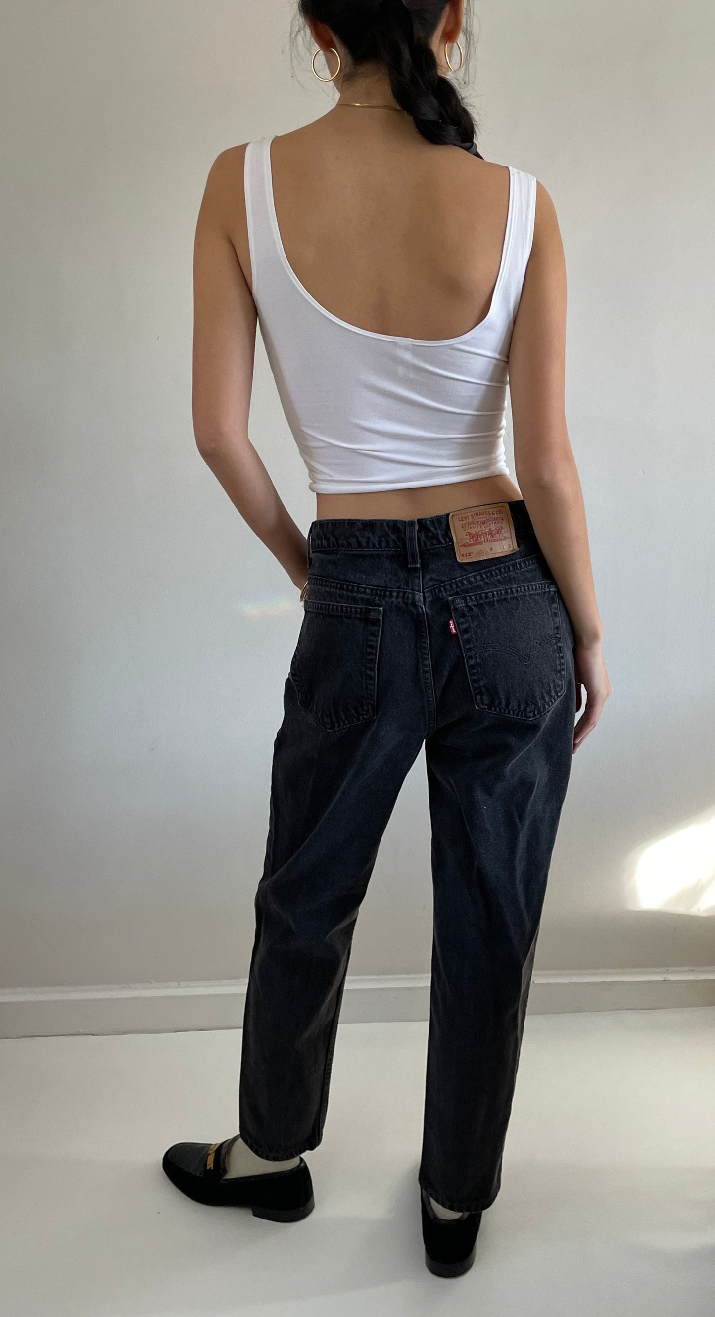 vintage black Levi's 512 high waisted zipper fly dark black Levis 512 jeans size Waist 29 (Copy)