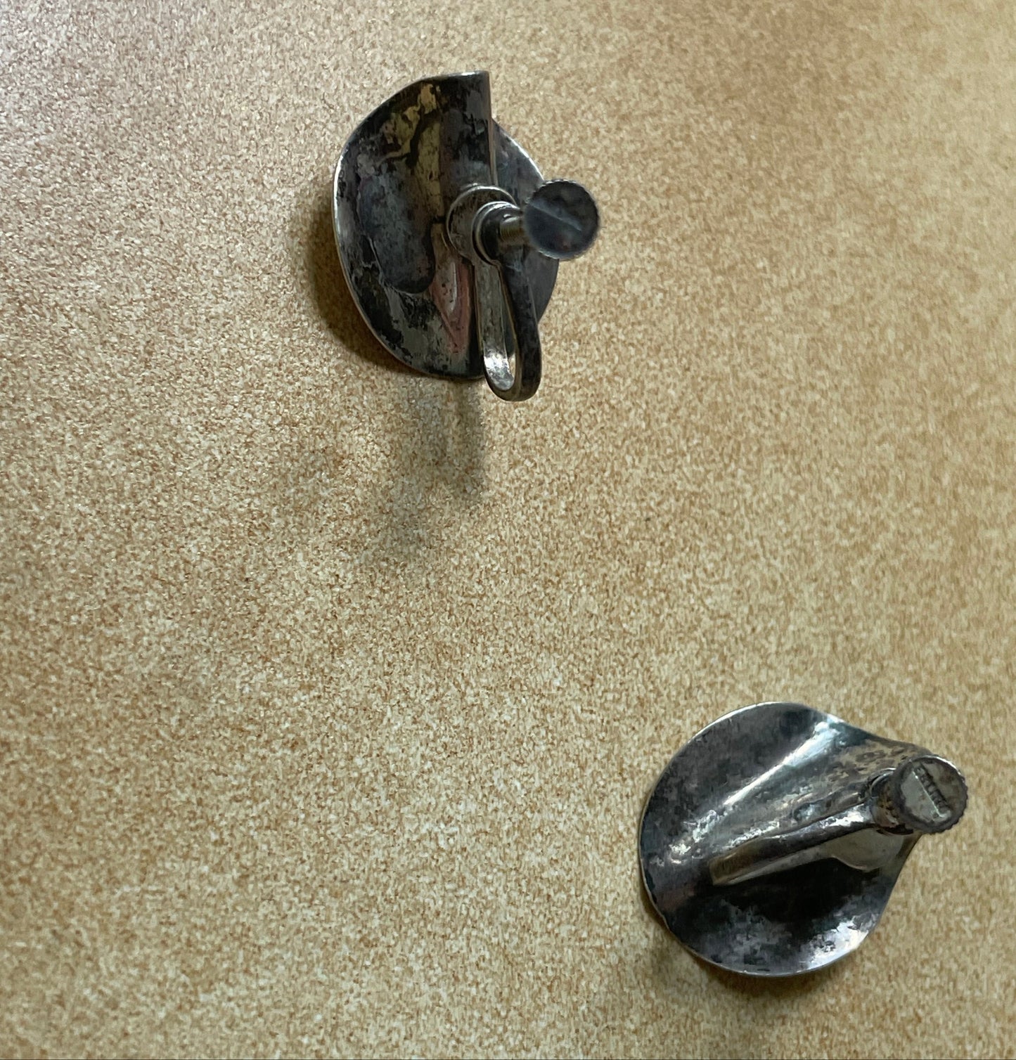 vintage 50s Scandinavian earrings | sterling silver 925 handcrafted modernist Nordic sculptural screw back earrings