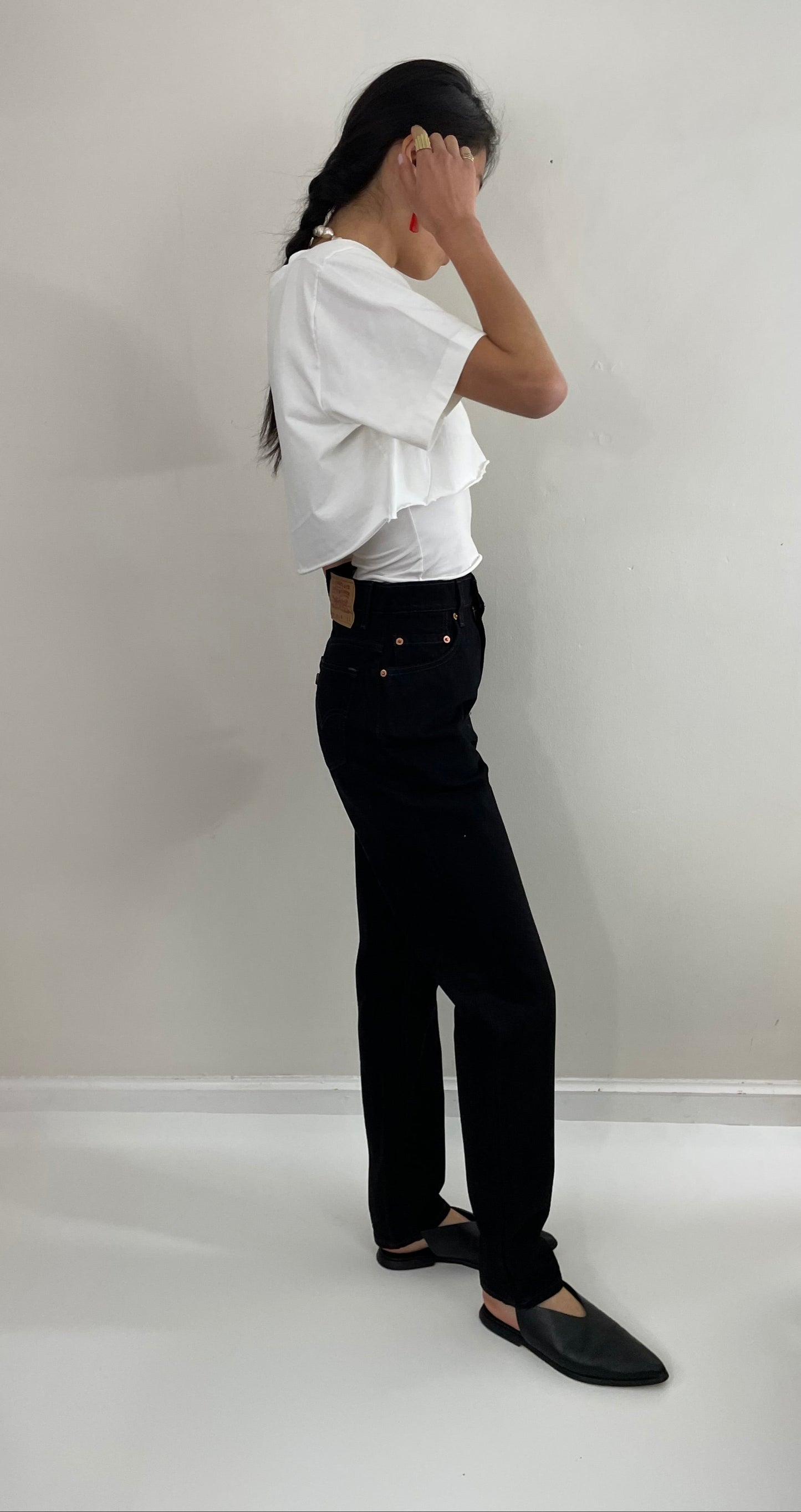 Vintage black 80s Levi's 550 high waisted tall zipper fly dark black dressy deadstock new 80s Levis tall jeans size 27 x 33