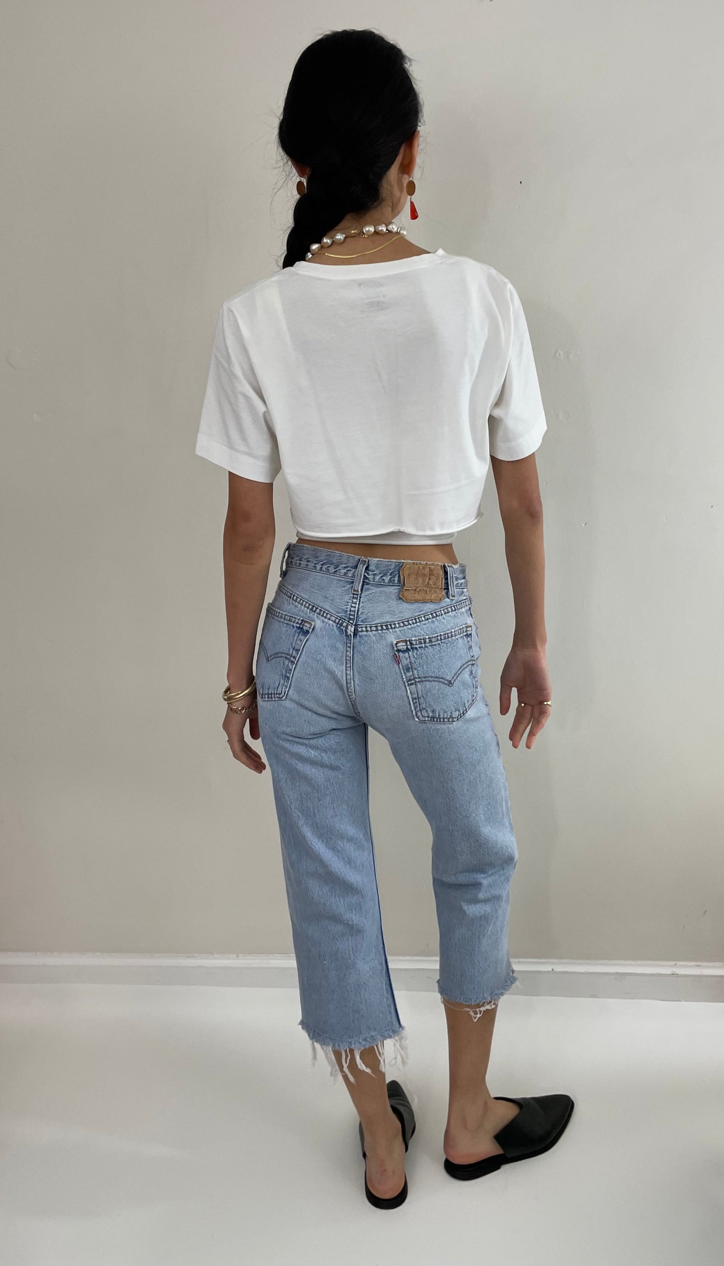 vintage 80s Levi's 501 faded button fly boyfriend cropped Levis jeans size 28