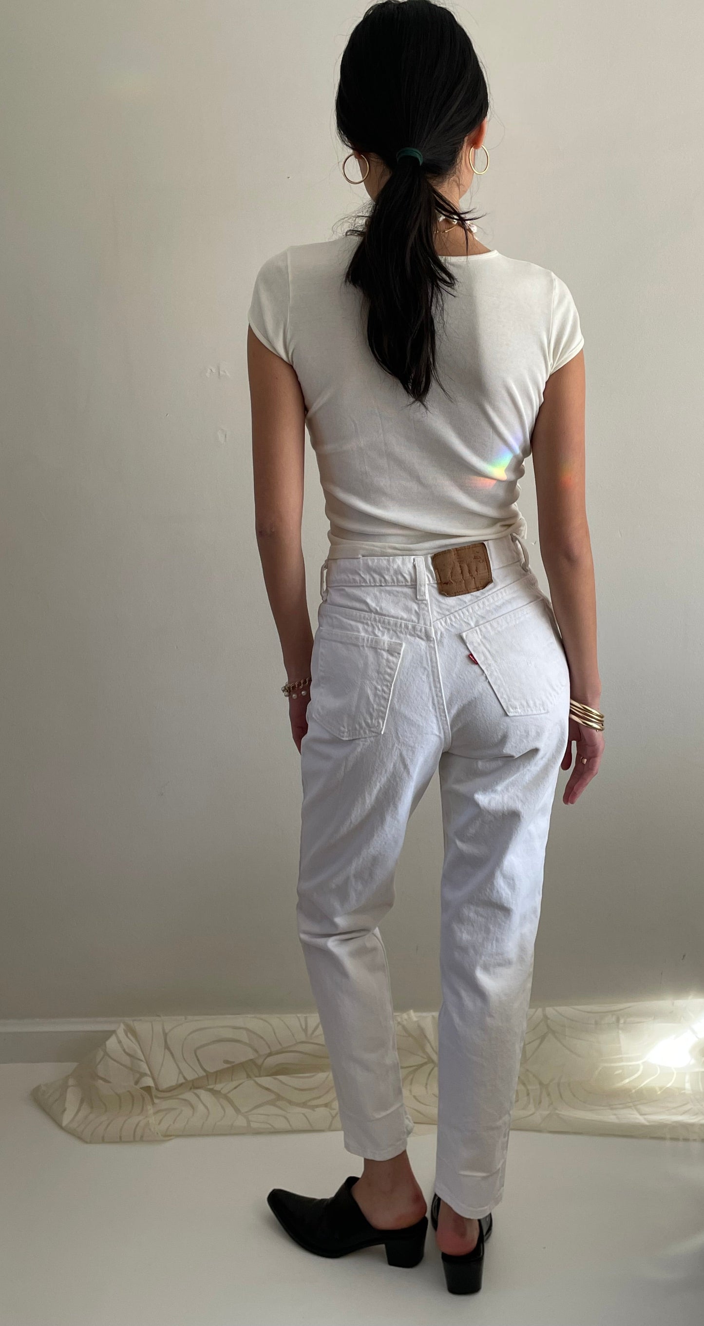 vintage 80s white Levi's womens high waisted red tab white Levis jeans USA size 27