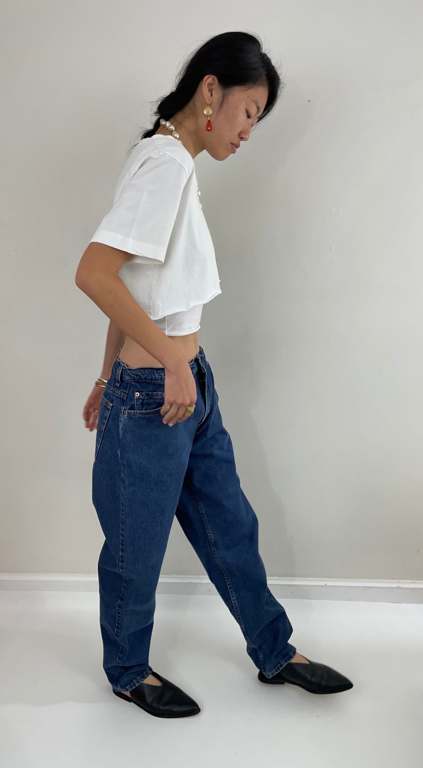 Vintage 80s Levi's 550 high waisted dark wash zipper tall mom Levis jeans size waist 32 x 32