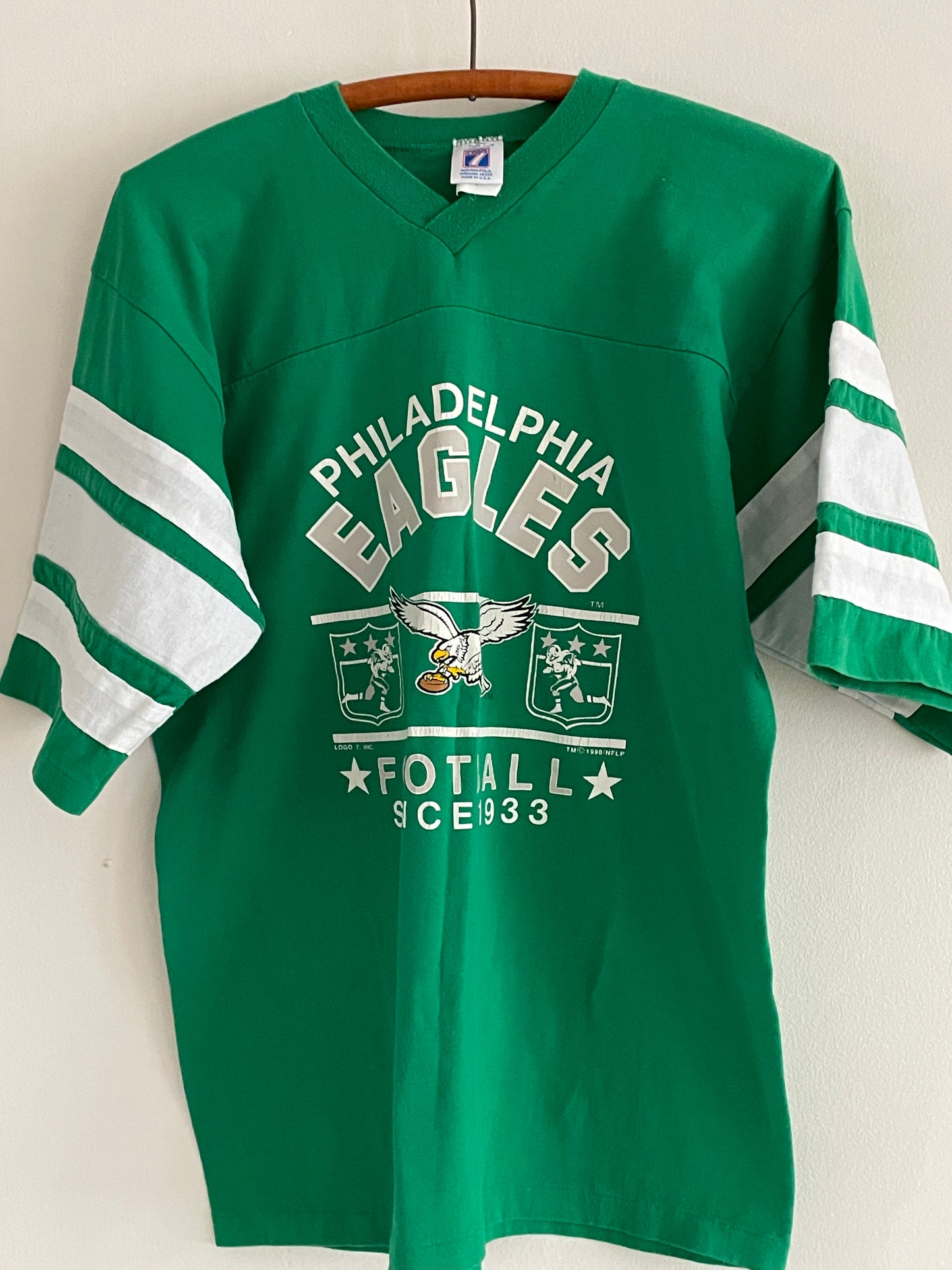 Vintage 90s Philadelphia Eagles Kelly Green Football T-Shirt Jersey Boyfriend Shirt L