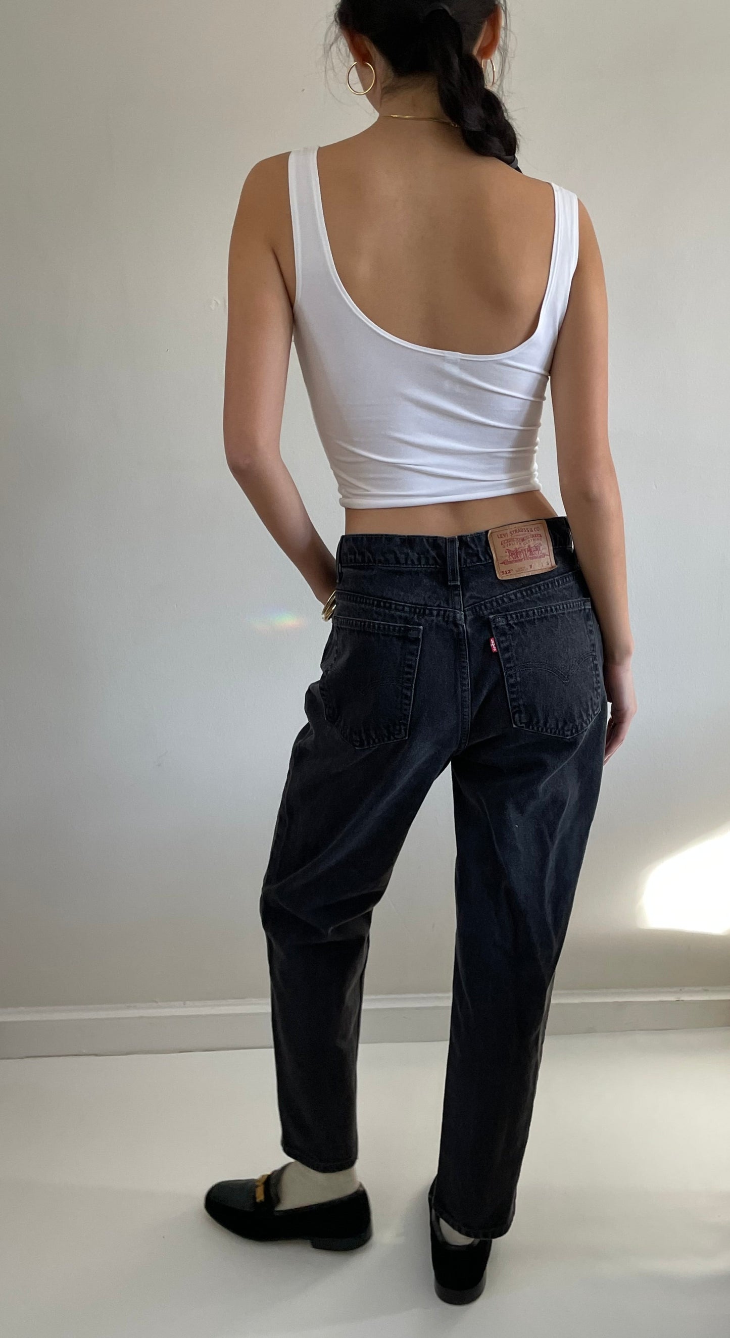 vintage black Levi's 512 high waisted zipper fly dark black Levis 512 jeans size Waist 29 (Copy)