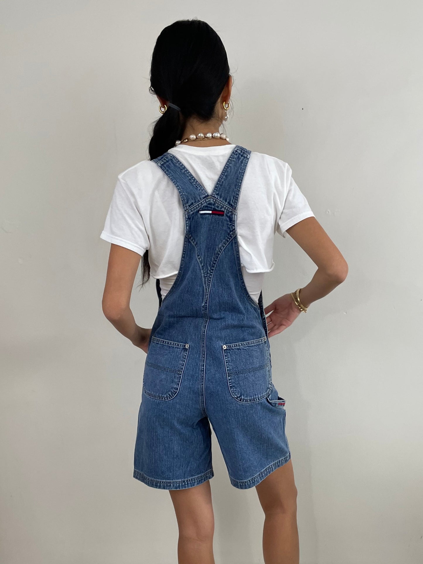 Vintage Y2K Tommy Hilfiger Bib Short Overalls Medium