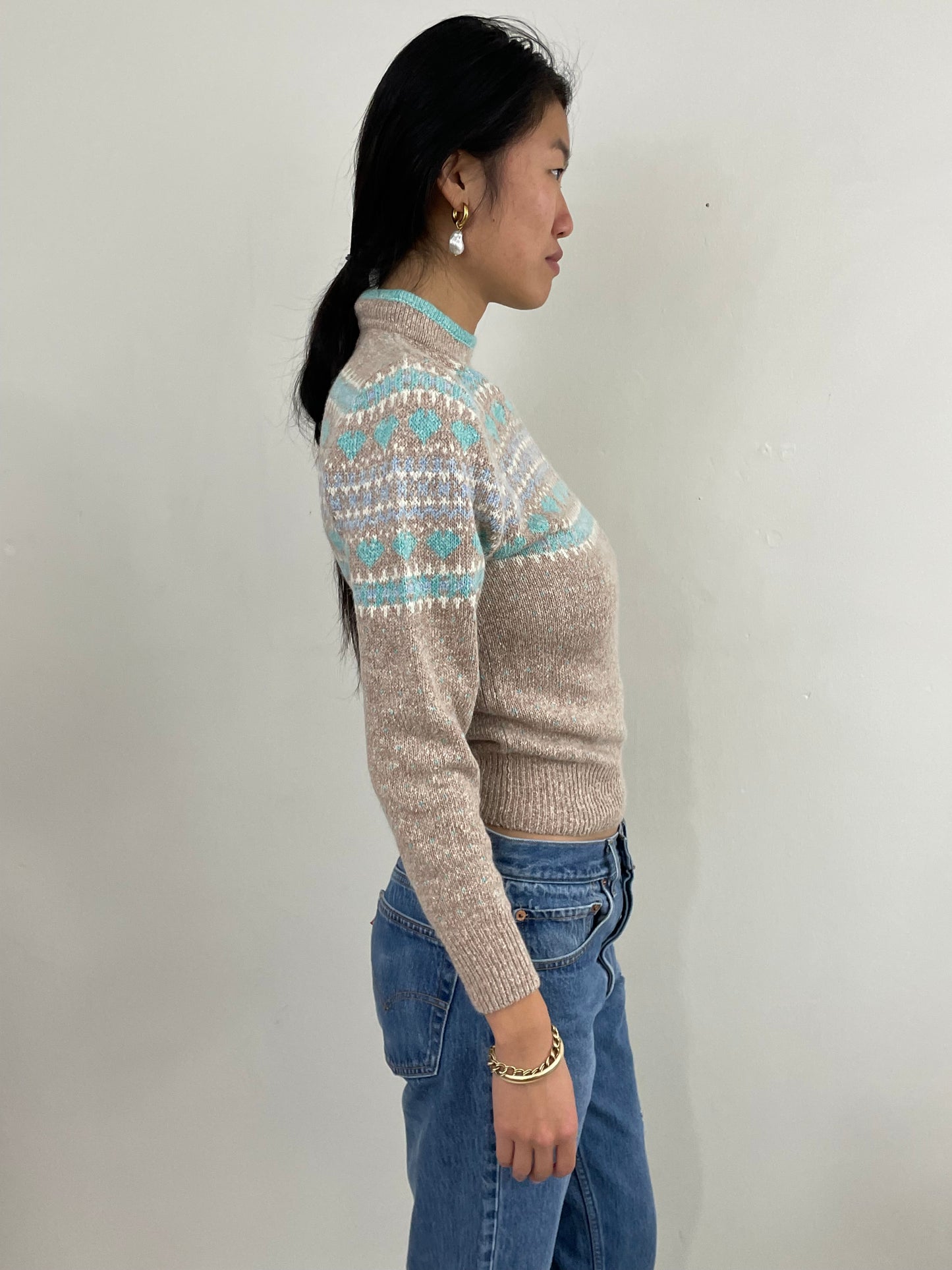 Vintage NWT Fair Isle Cottage Core Silk Blend Sweater Small