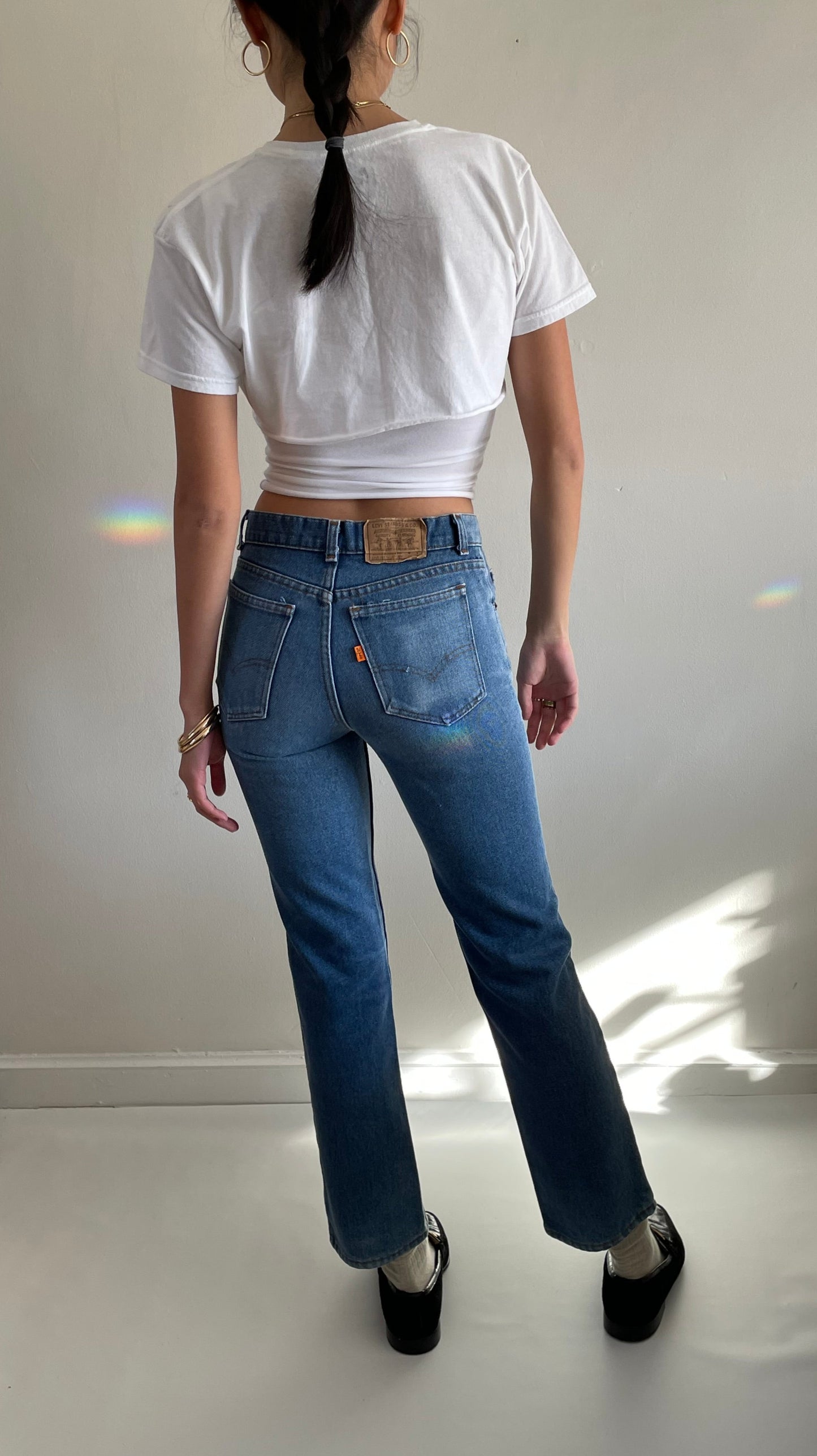 70s Levi's orange tab high waisted Levis jeans small student size 27 XS