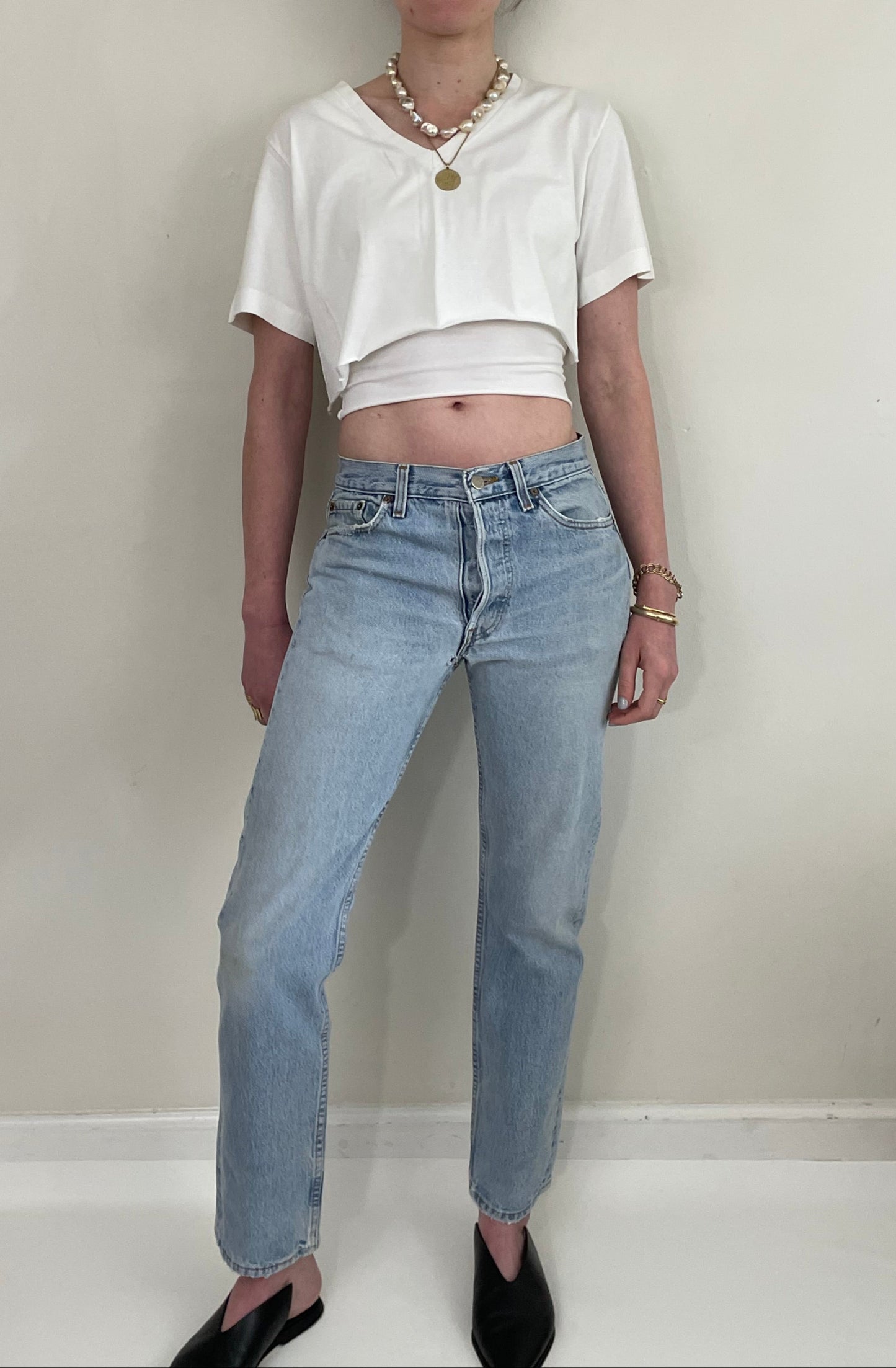 Vintage 80s Levi's 501 faded button fly jeans made in USA size 29 x 31