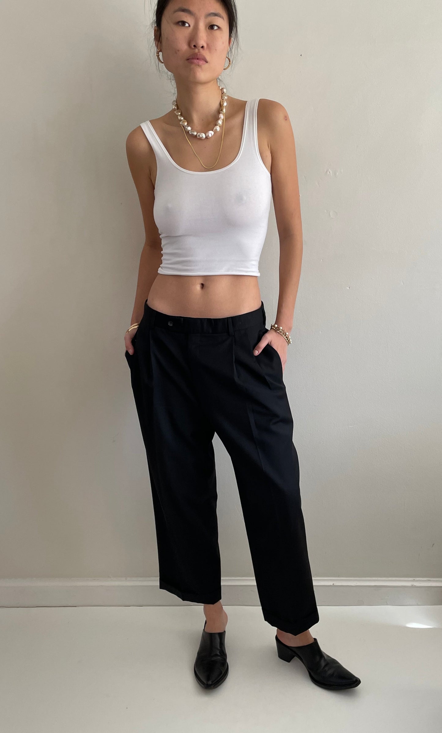 Vintage Pleated Wool Menswear Black Pants 32 waist