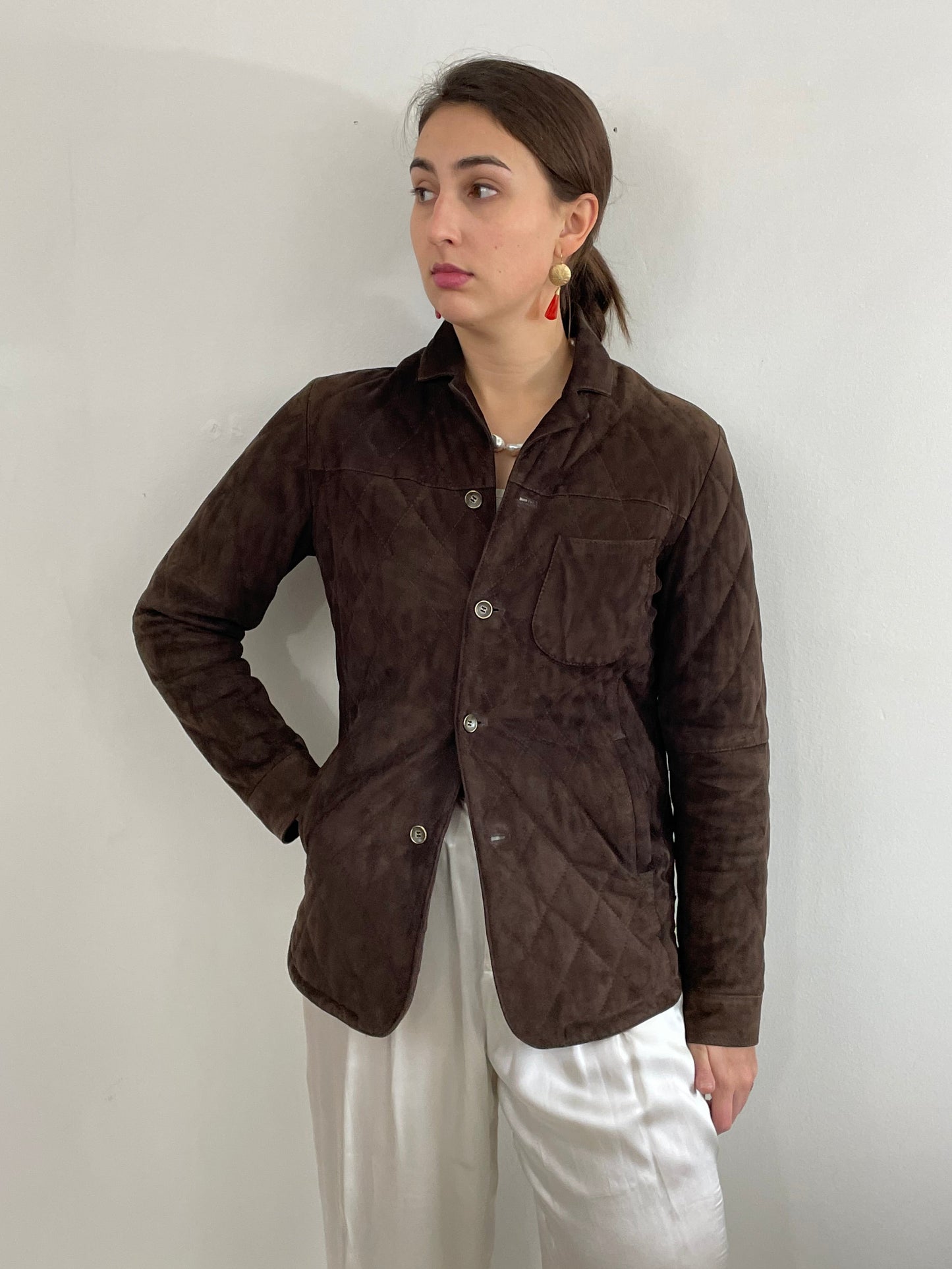 Vintage Paul Stuart Suede Jacket Quilted made in Italy 40