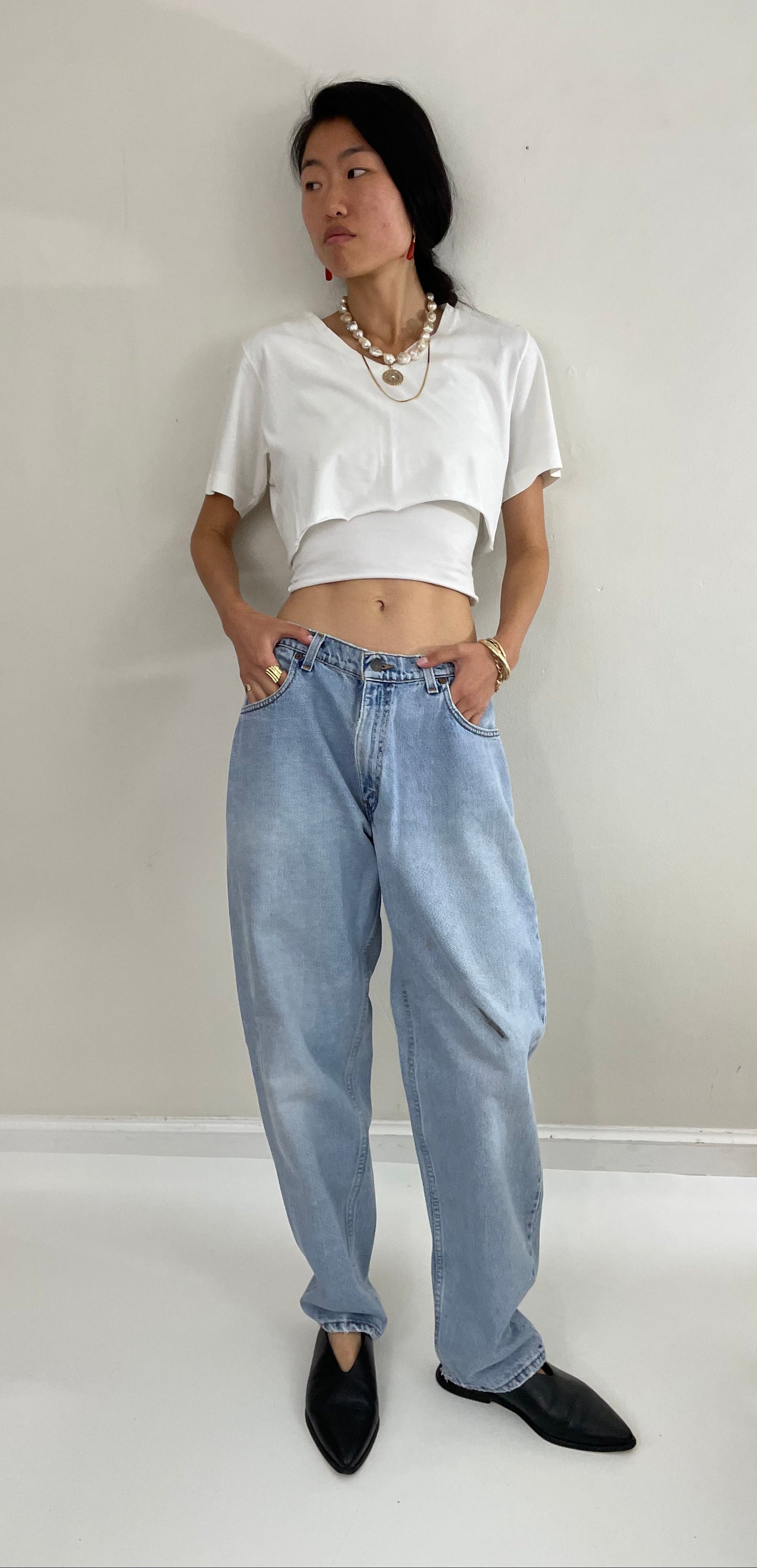 Vintage 80s Levis 560 Faded Loose Fit Tapered Leg Dad Jeans 32x31