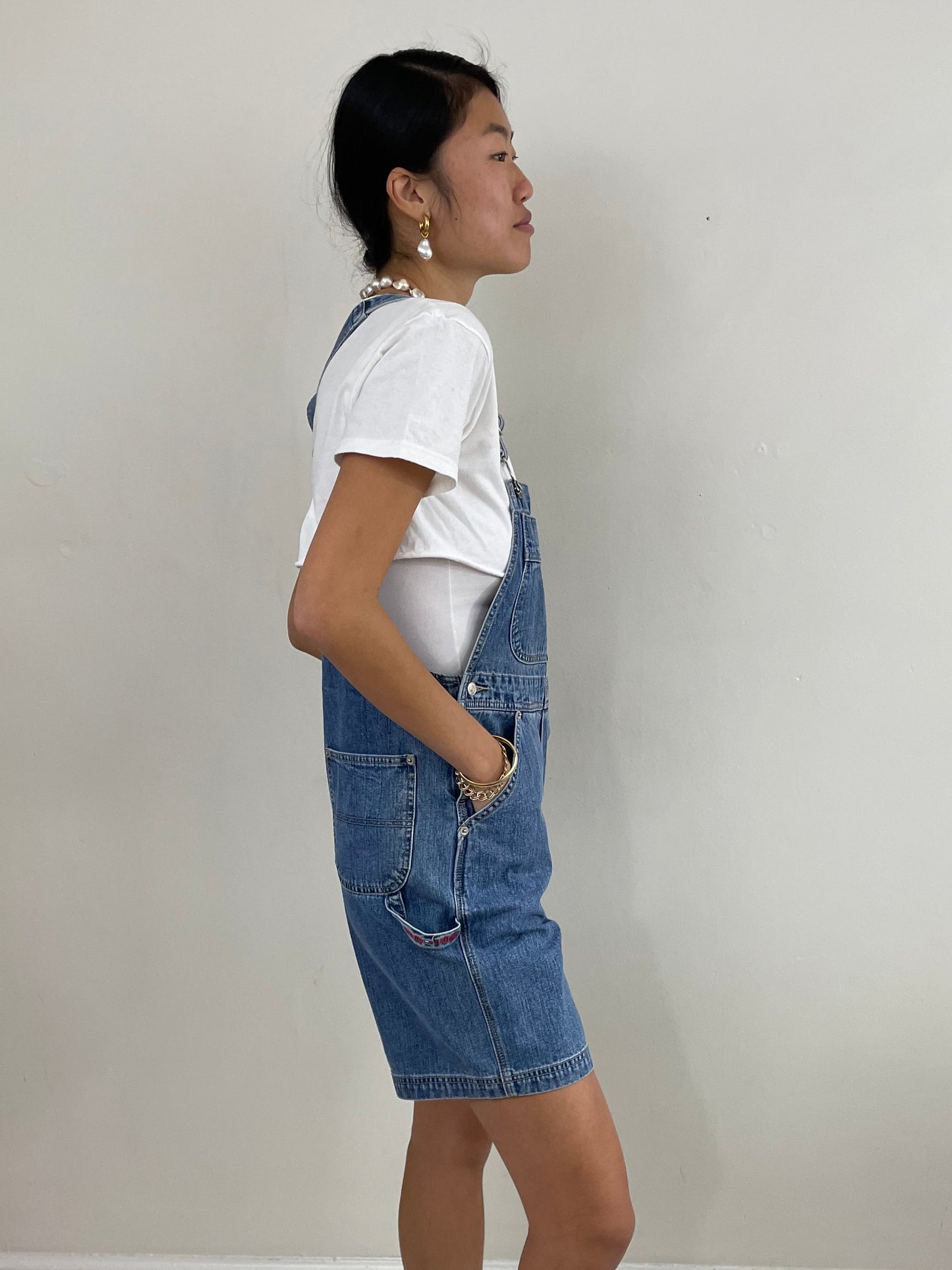 Vintage Y2K Tommy Hilfiger Bib Short Overalls Medium