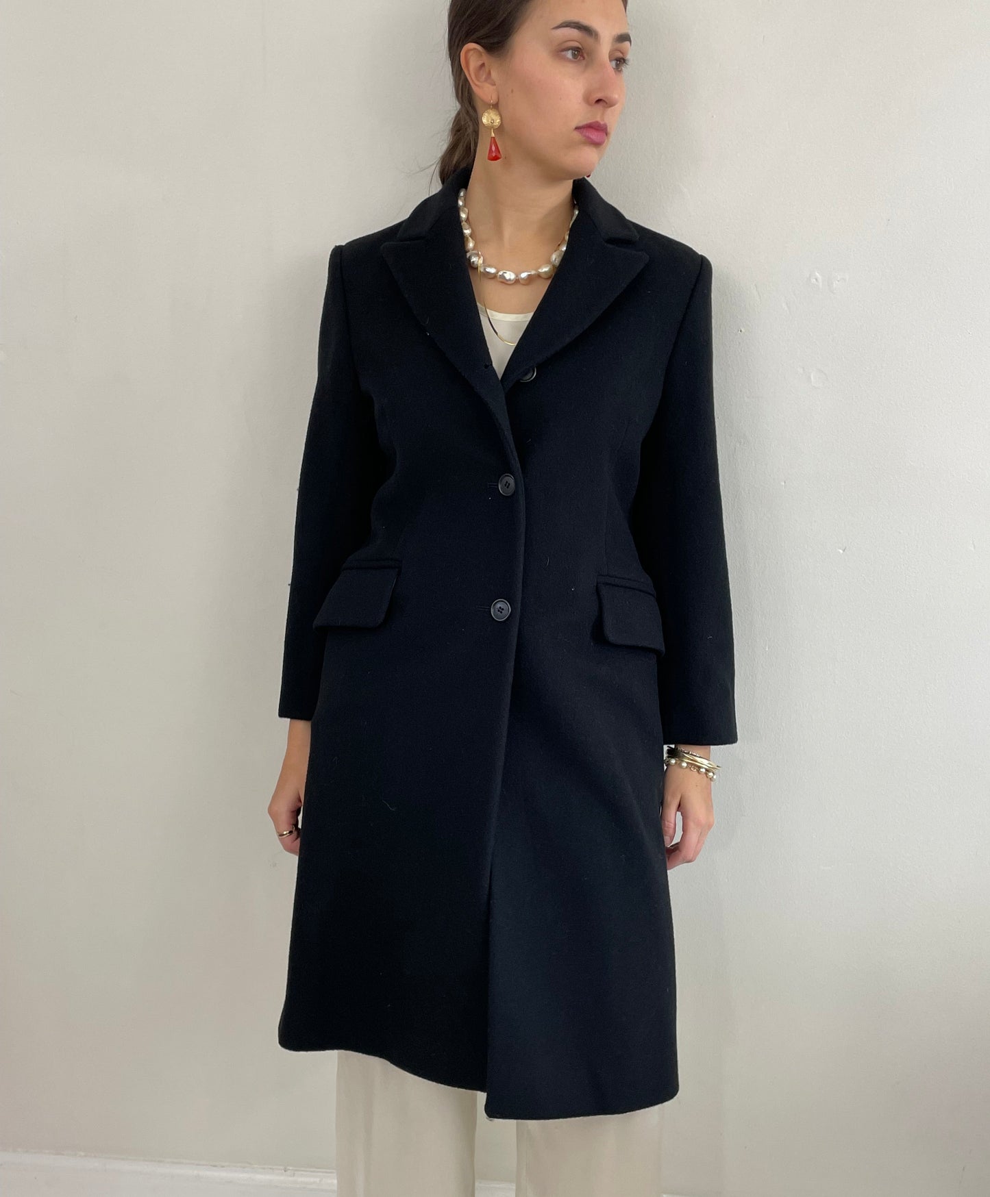 Vintage 90s Perry Ellis Merino Wool Overcoat Winter Coat