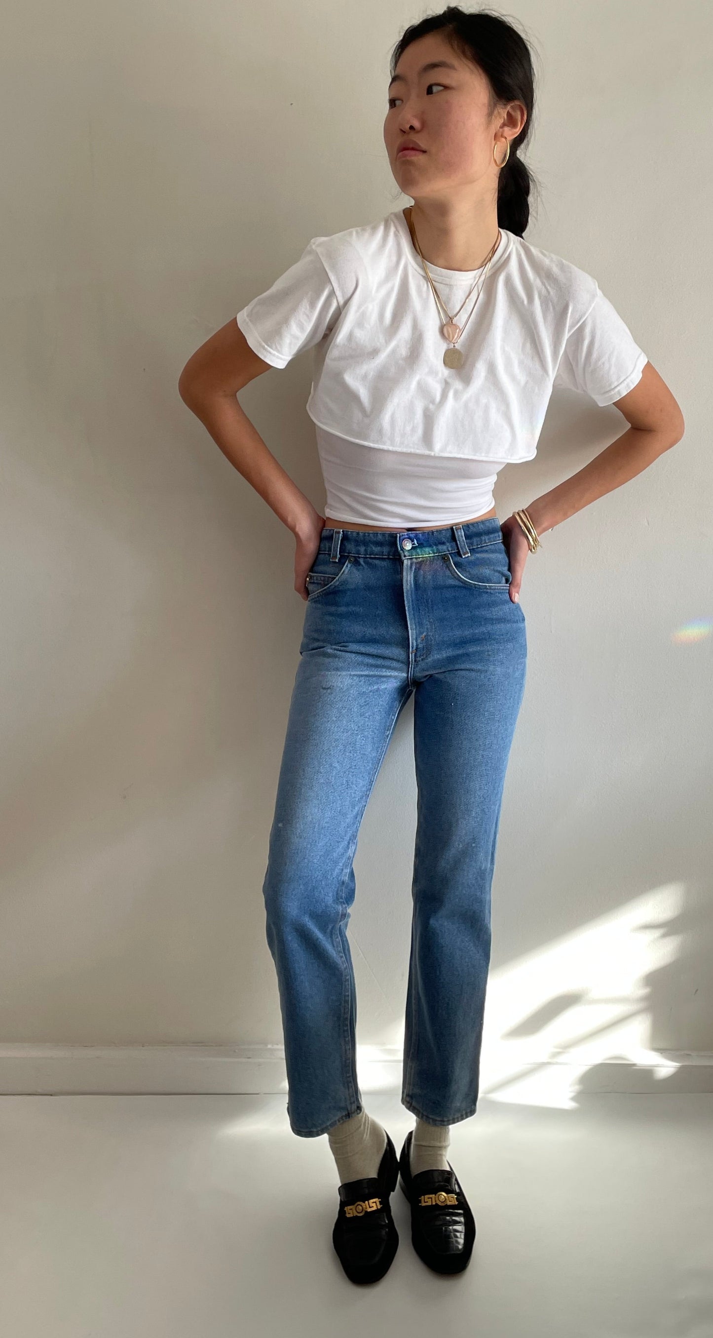 70s Levi's orange tab high waisted Levis jeans small student size 27 XS