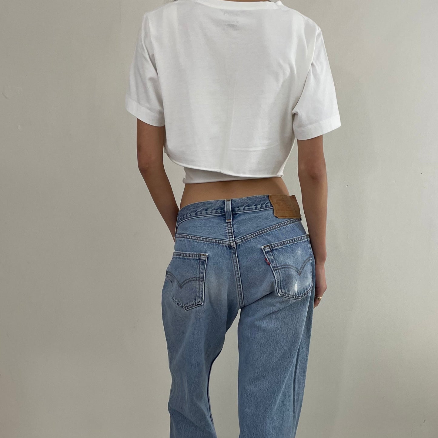 Vintage Levis 501 button fly soft faded tall boyfriend baggy jeans made in USA size 33 x 33