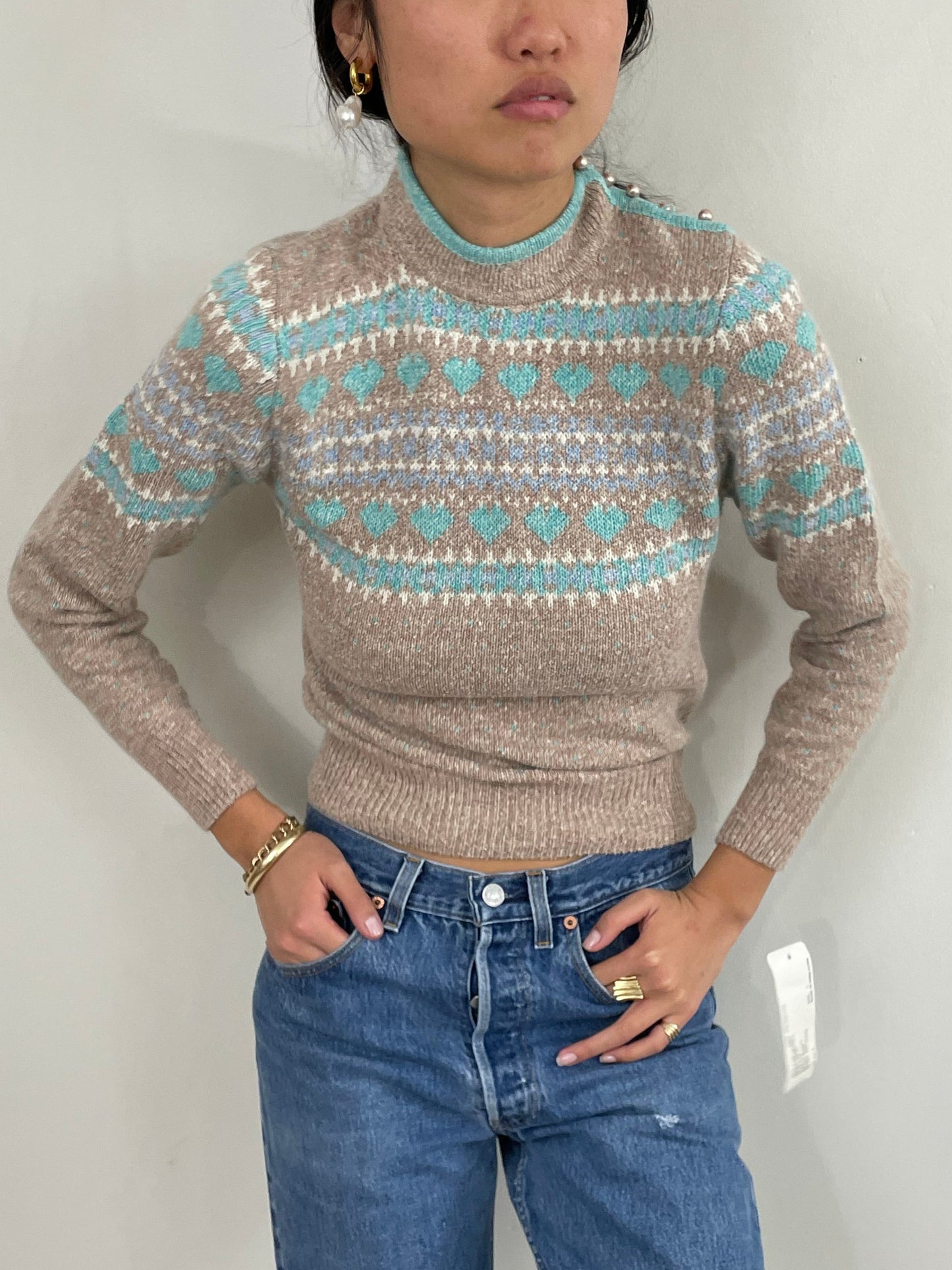 Vintage NWT Fair Isle Cottage Core Silk Blend Sweater Small