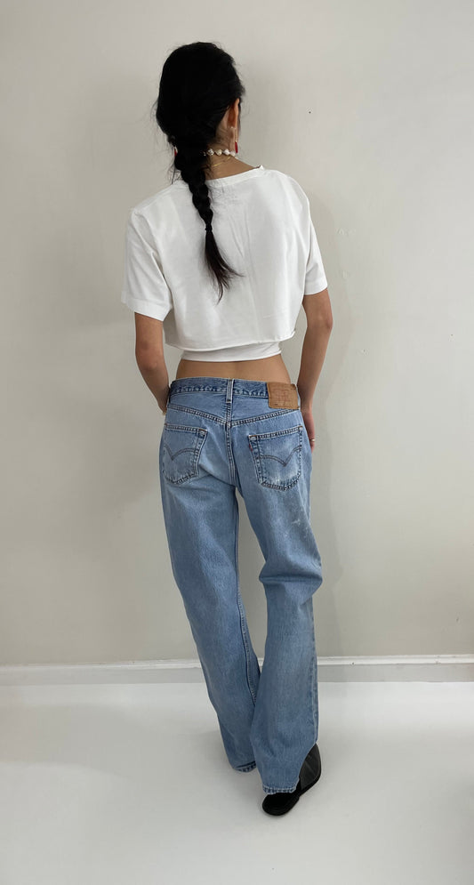 Vintage Levis 501 faded boyfriend tall relaxed Levis button fly dad baggy jeans size 32 x 33