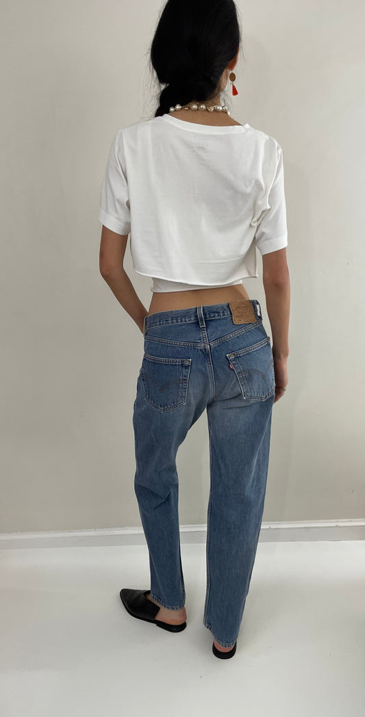 Vintage 80s Levi's 501 medium wash button fly iconic red tab Levis jeans made in USA size 30 x 30