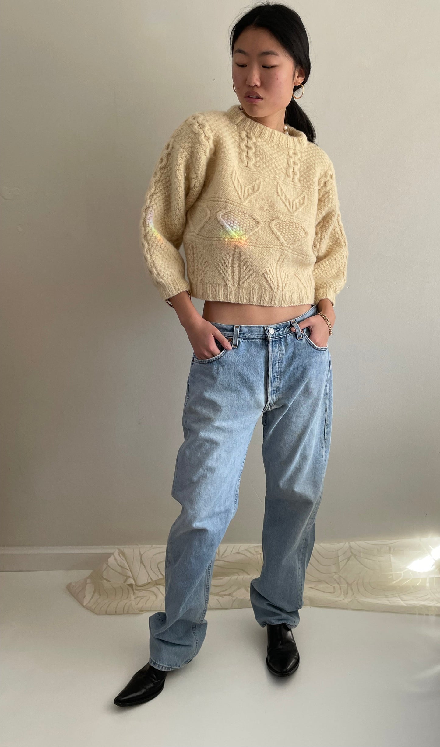 Vintage Levis 501 button fly soft faded tall boyfriend baggy jeans made in USA size 33