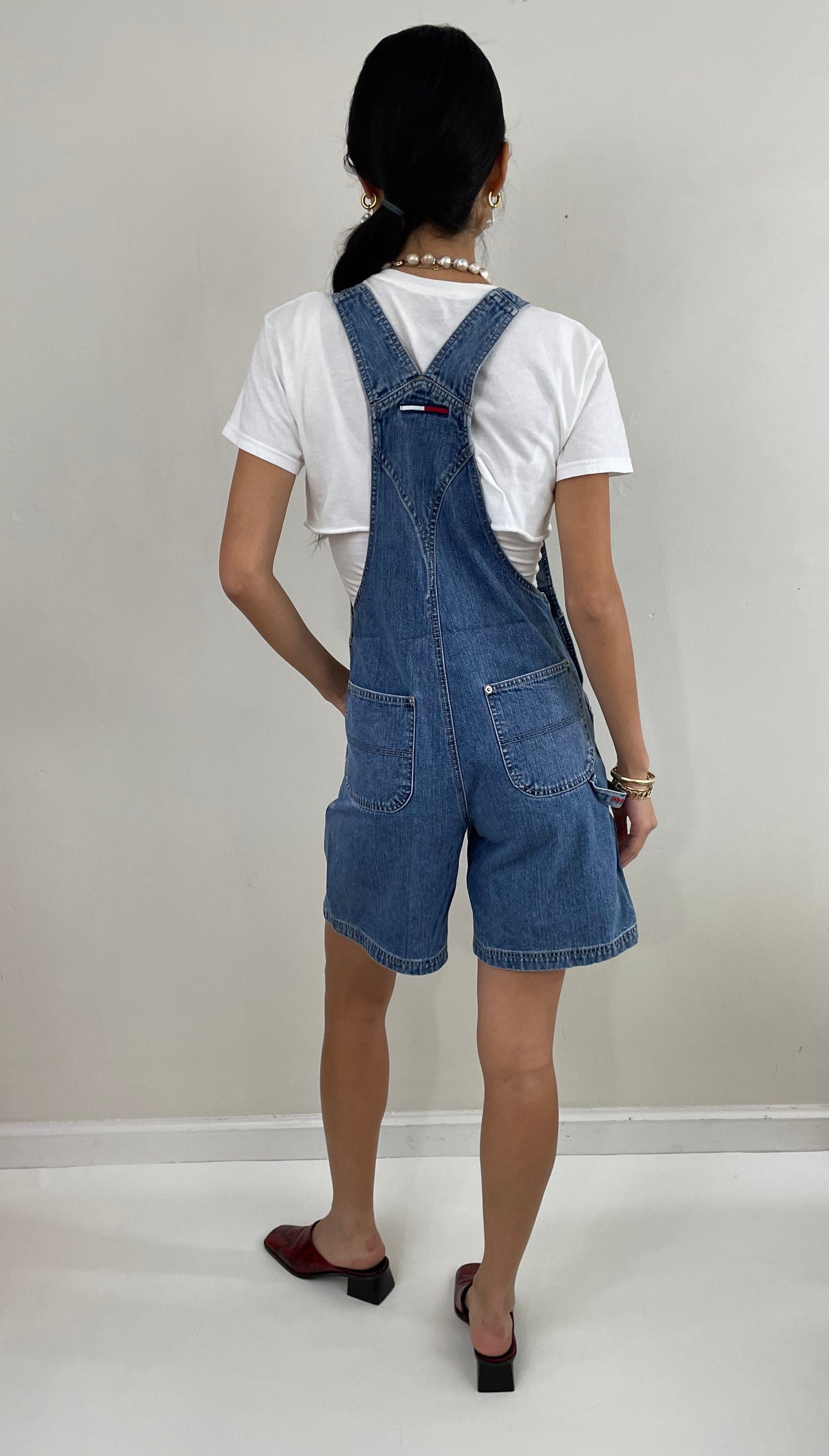 Vintage Y2K Tommy Hilfiger Bib Short Overalls Medium