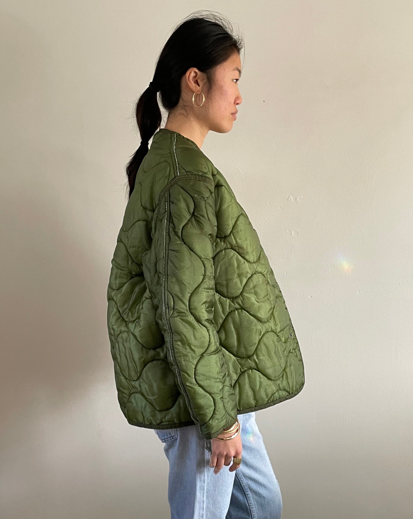 vintage quilted liner moss green jacket