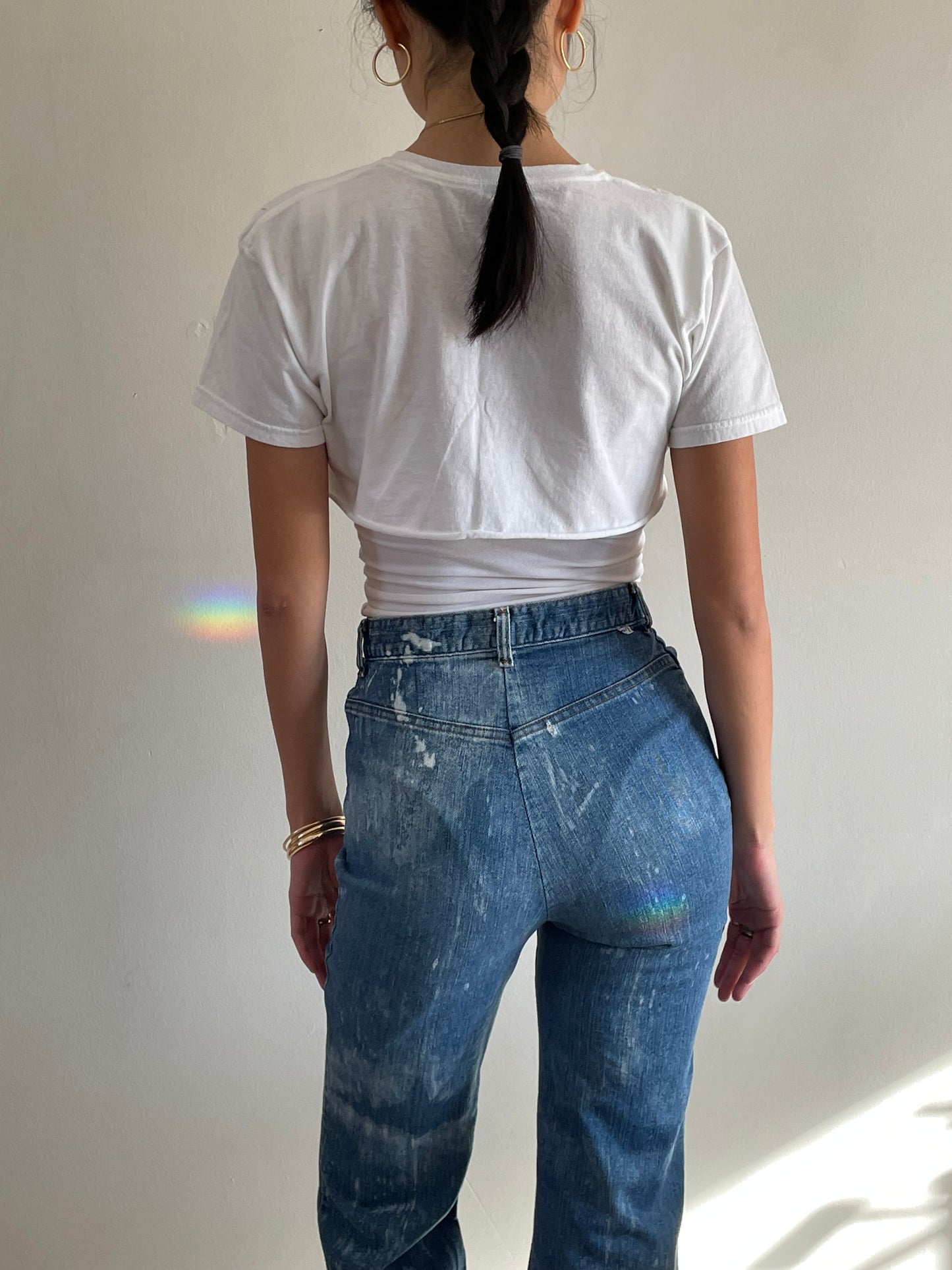 70s Levi's faded flared leg high waisted Levis jeans small size 25 XS