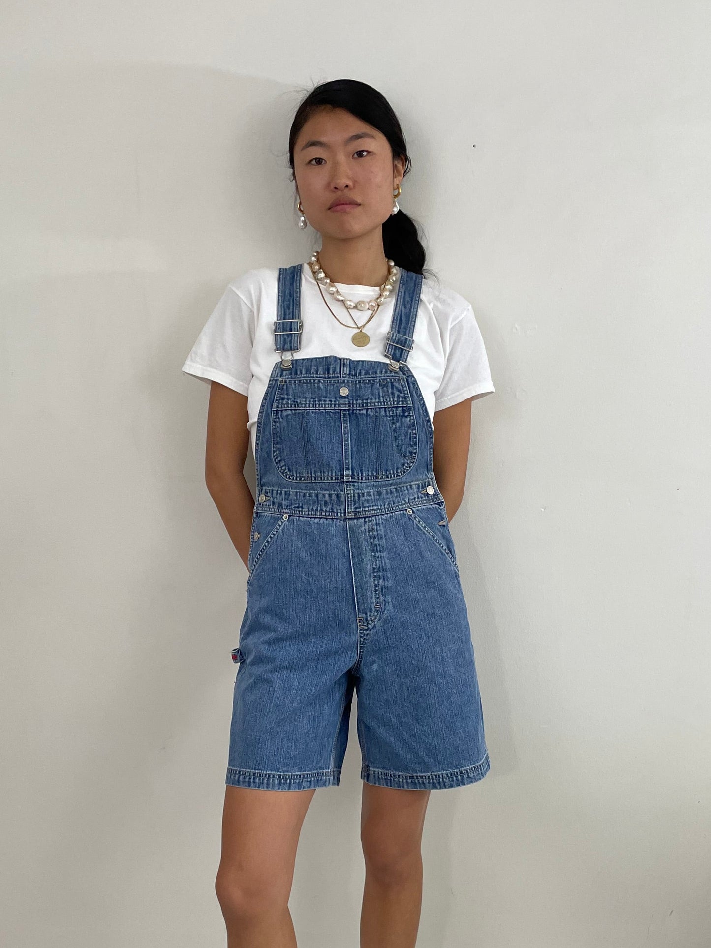 Vintage Y2K Tommy Hilfiger Bib Short Overalls Medium