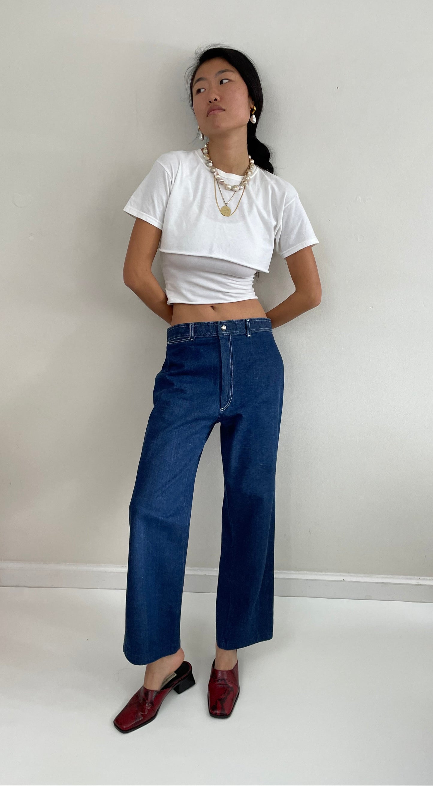 Vintage 80s Wide Leg High Waisted Medium Wash Disco Pizzazz Jeans Pizzazz 30