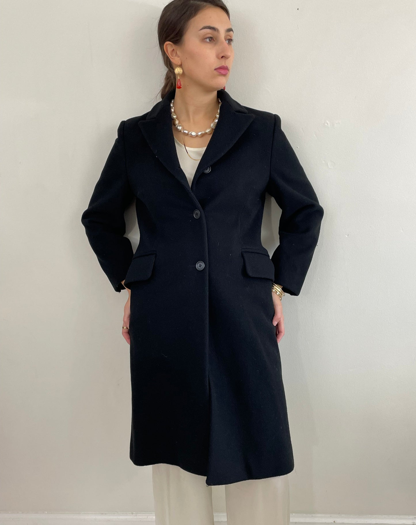 Vintage 90s Perry Ellis Merino Wool Overcoat Winter Coat