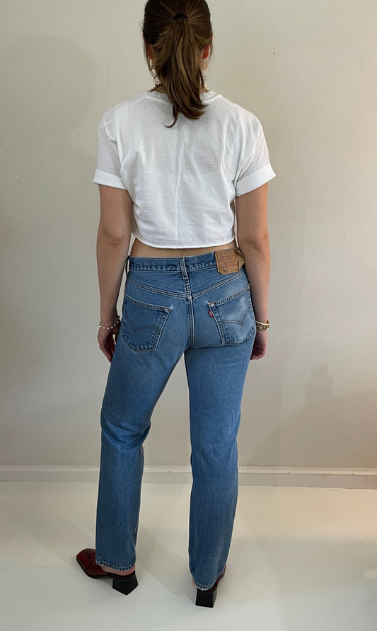 vintage 80s Levi's 501 soft faded medium light wash button fly boyfriend Levis jeans size 31 x 31