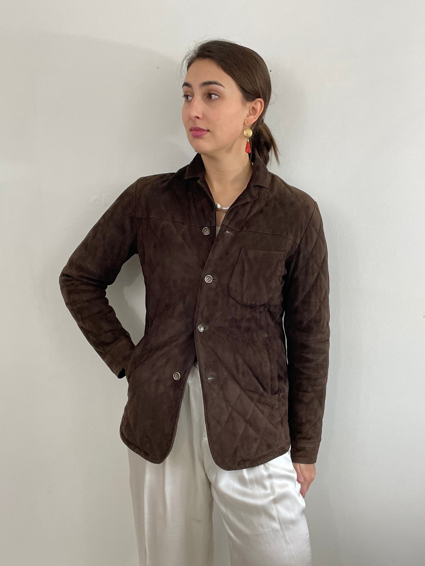 Vintage Paul Stuart Suede Jacket Quilted made in Italy 40