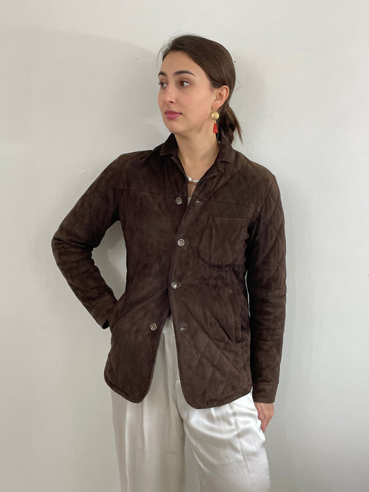 Vintage Paul Stuart Suede Jacket Quilted made in Italy 40