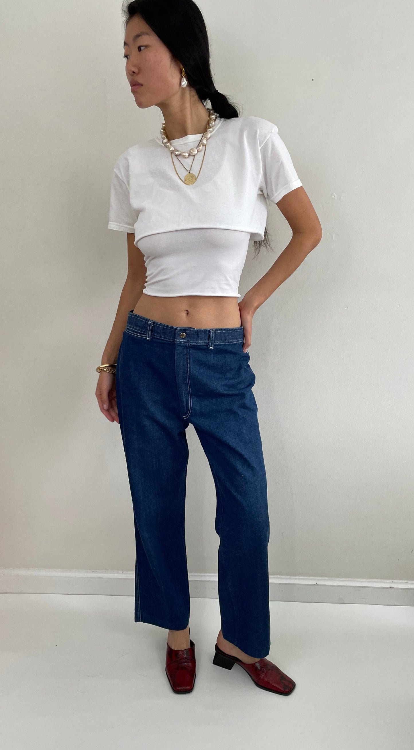 Vintage 80s Wide Leg High Waisted Medium Wash Disco Pizzazz Jeans Pizzazz 30
