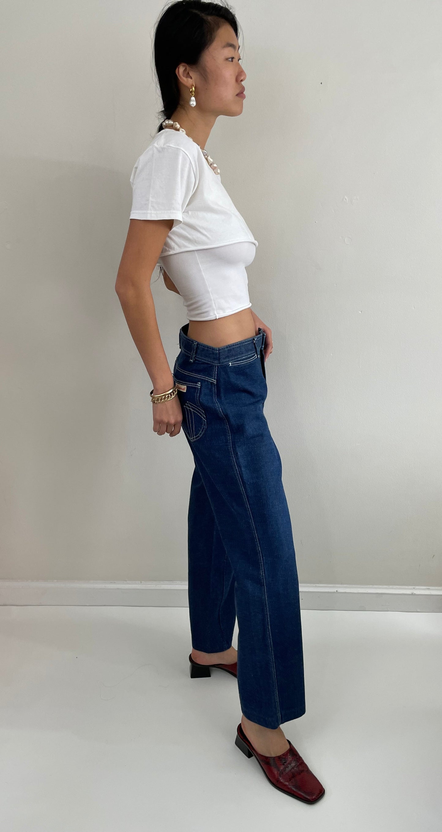 Vintage 80s Wide Leg High Waisted Medium Wash Disco Pizzazz Jeans Pizzazz 30