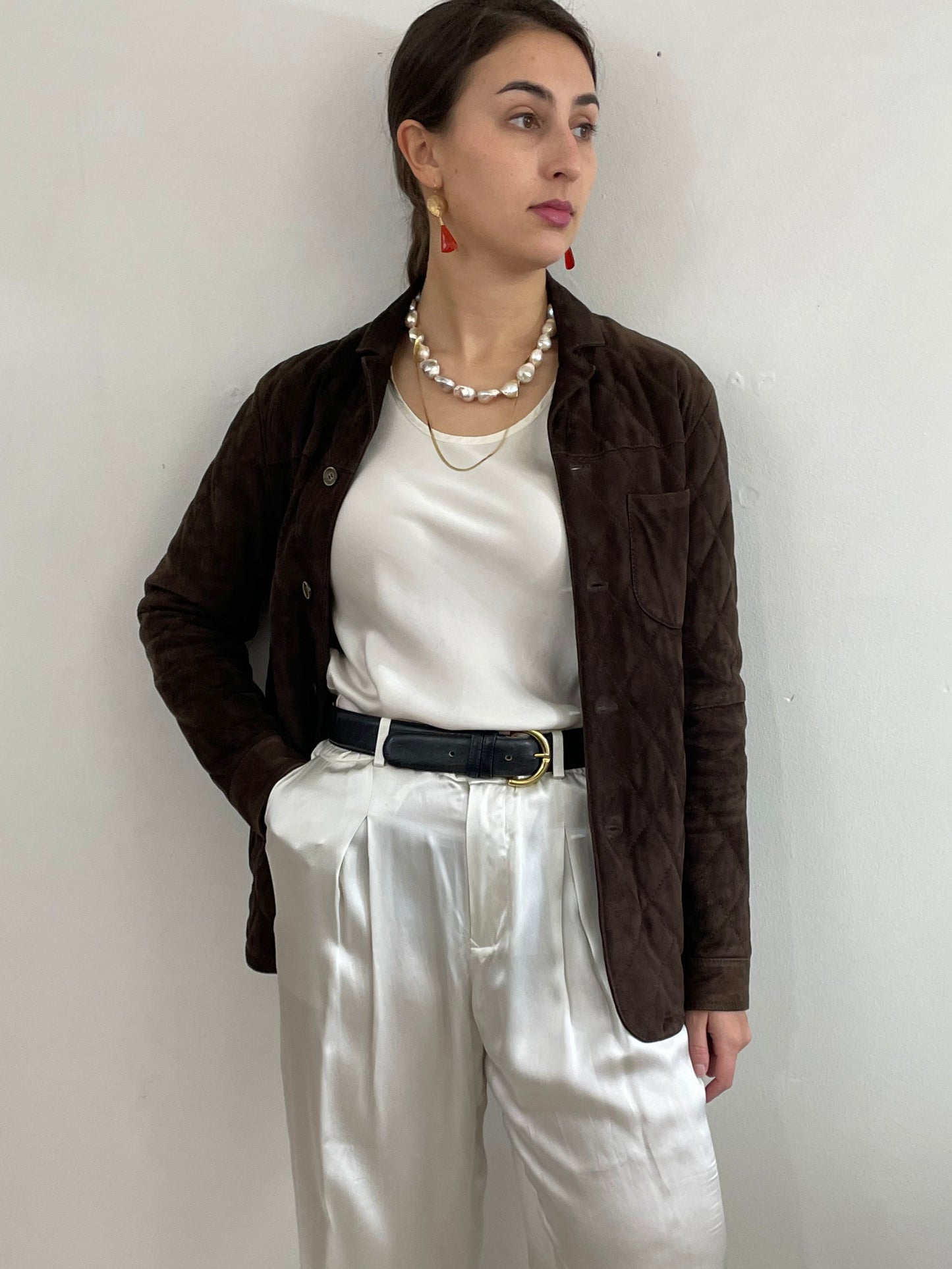 Vintage Paul Stuart Suede Jacket Quilted made in Italy 40