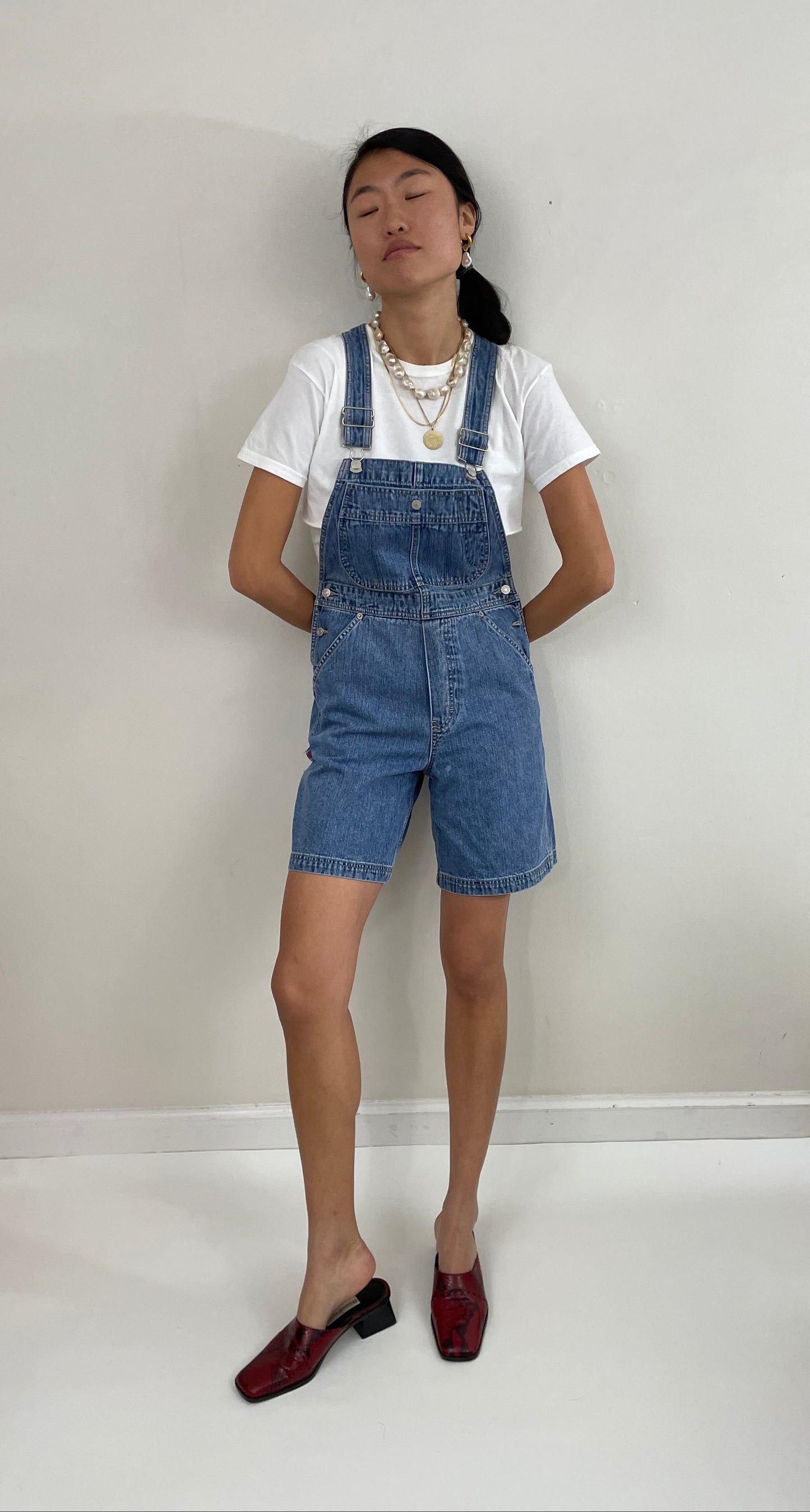 Vintage Y2K Tommy Hilfiger Bib Short Overalls Medium