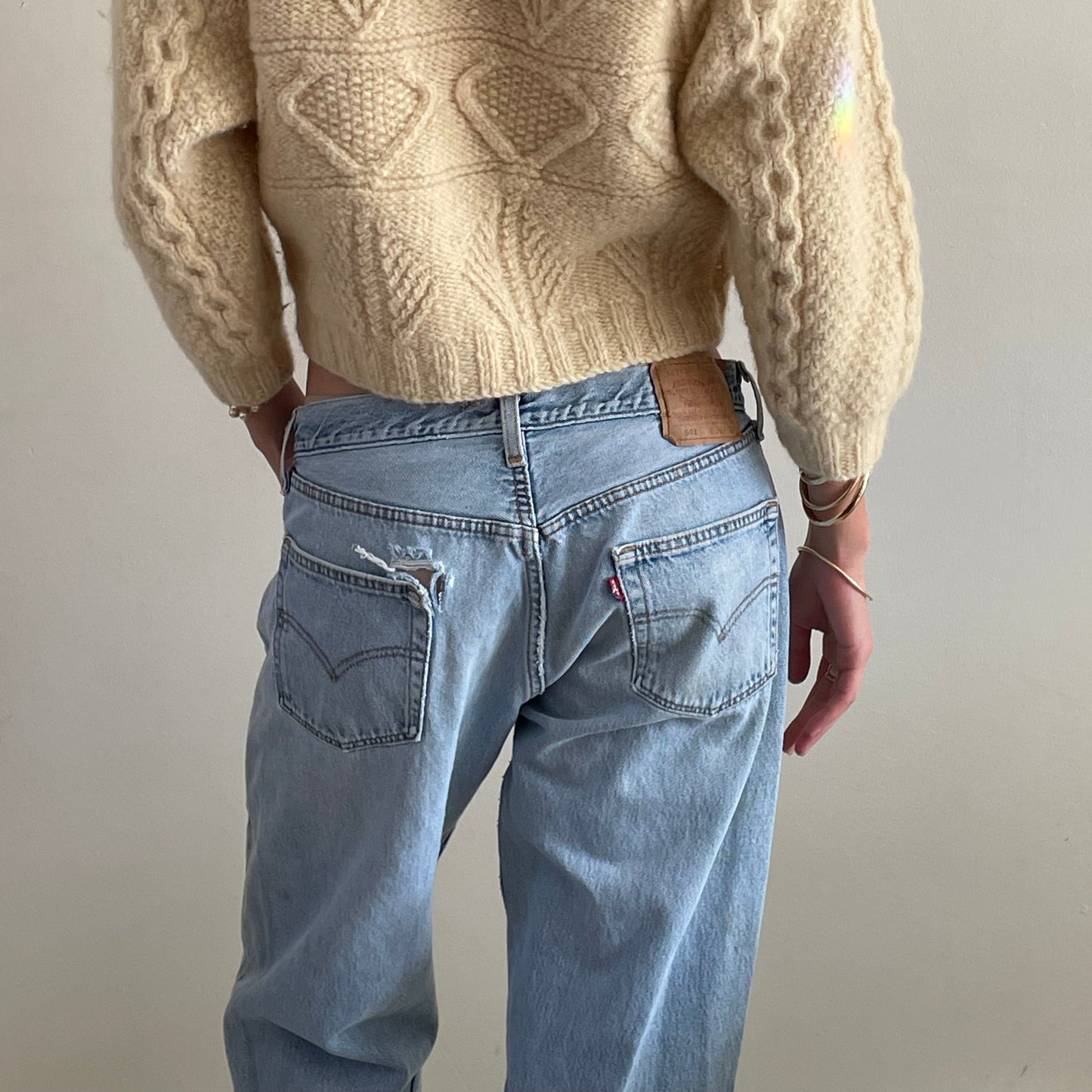 Vintage Levis 501 button fly soft faded tall boyfriend baggy jeans made in USA size 33