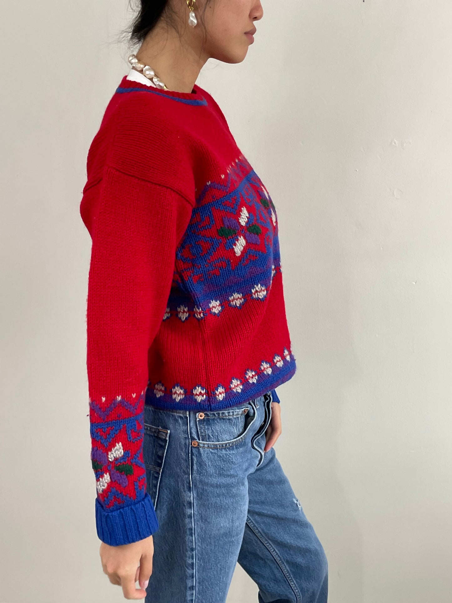 Vintage Ralph Lauren Fair Isle Hand Knit Wool Sweater