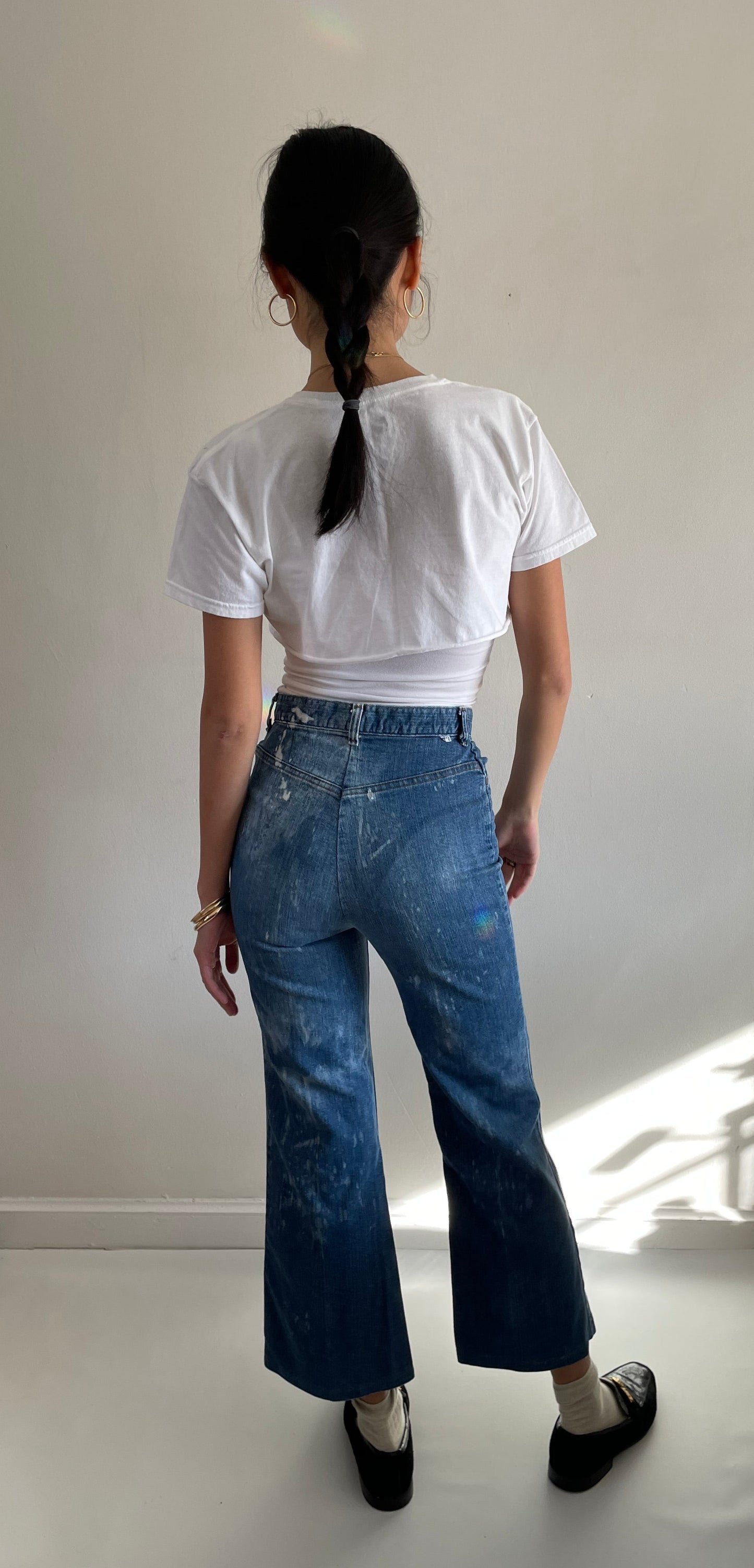 70s Levi's faded flared leg high waisted Levis jeans small size 25 XS