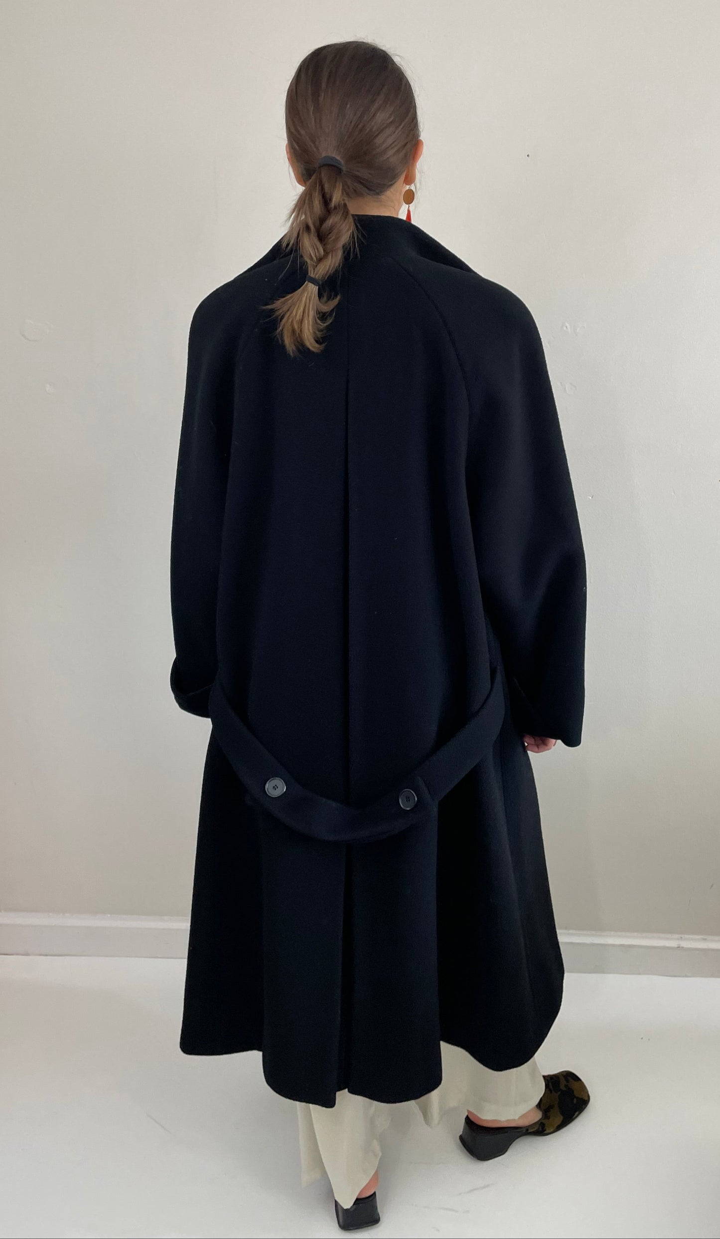 Vintage 90s Perry Ellis Portfolio Long Wool Black Overcoat Winter Medium