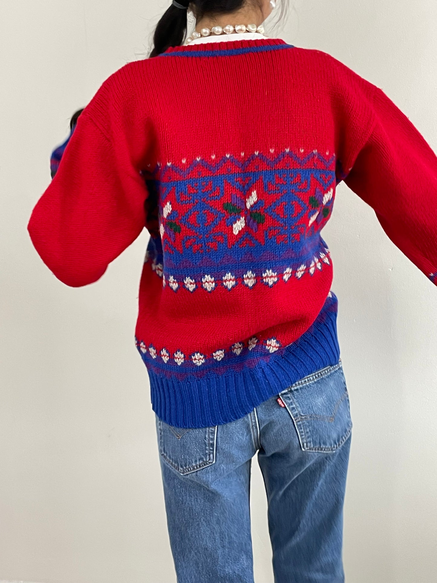 Vintage Ralph Lauren Fair Isle Hand Knit Wool Sweater