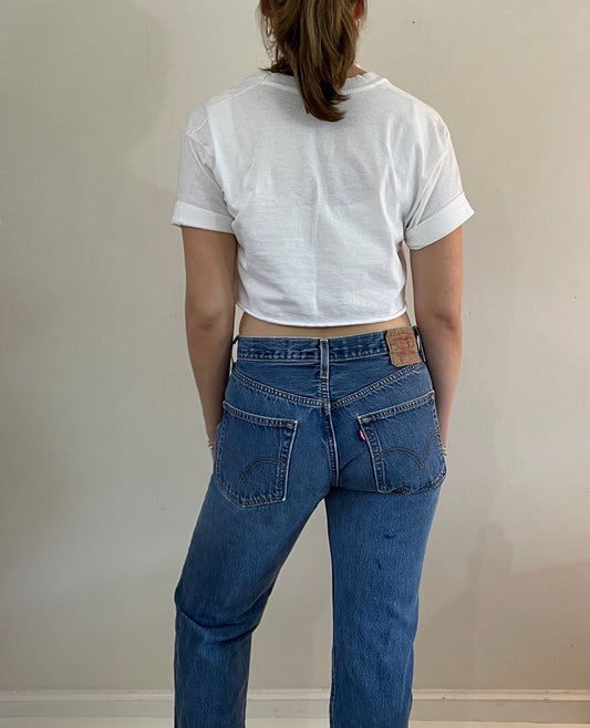 vintage 80s LEVIS 501 original faded medium wash button fly boyfriend Levis jeans size 31 x 32