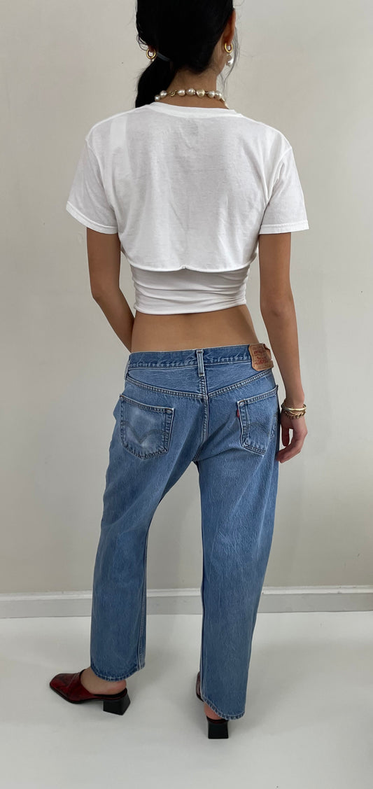 34 Vintage Levis 501 Faded Button Fly Relaxed Fit Boyfriend Jeans 34x27