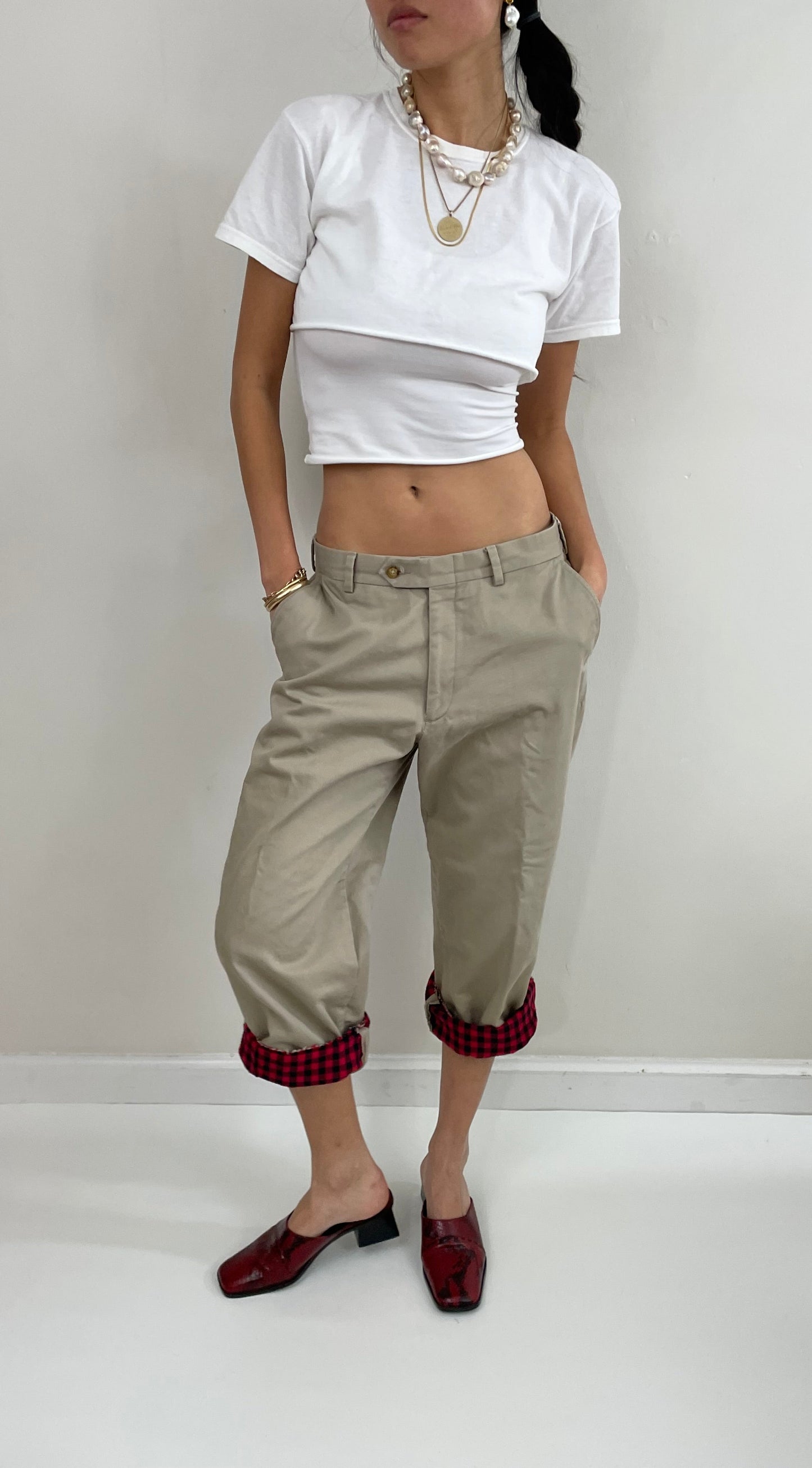 Vintage 90s Flannel Lined Cotton Khaki Chinos Cozy Preppy Insulated Pants 31