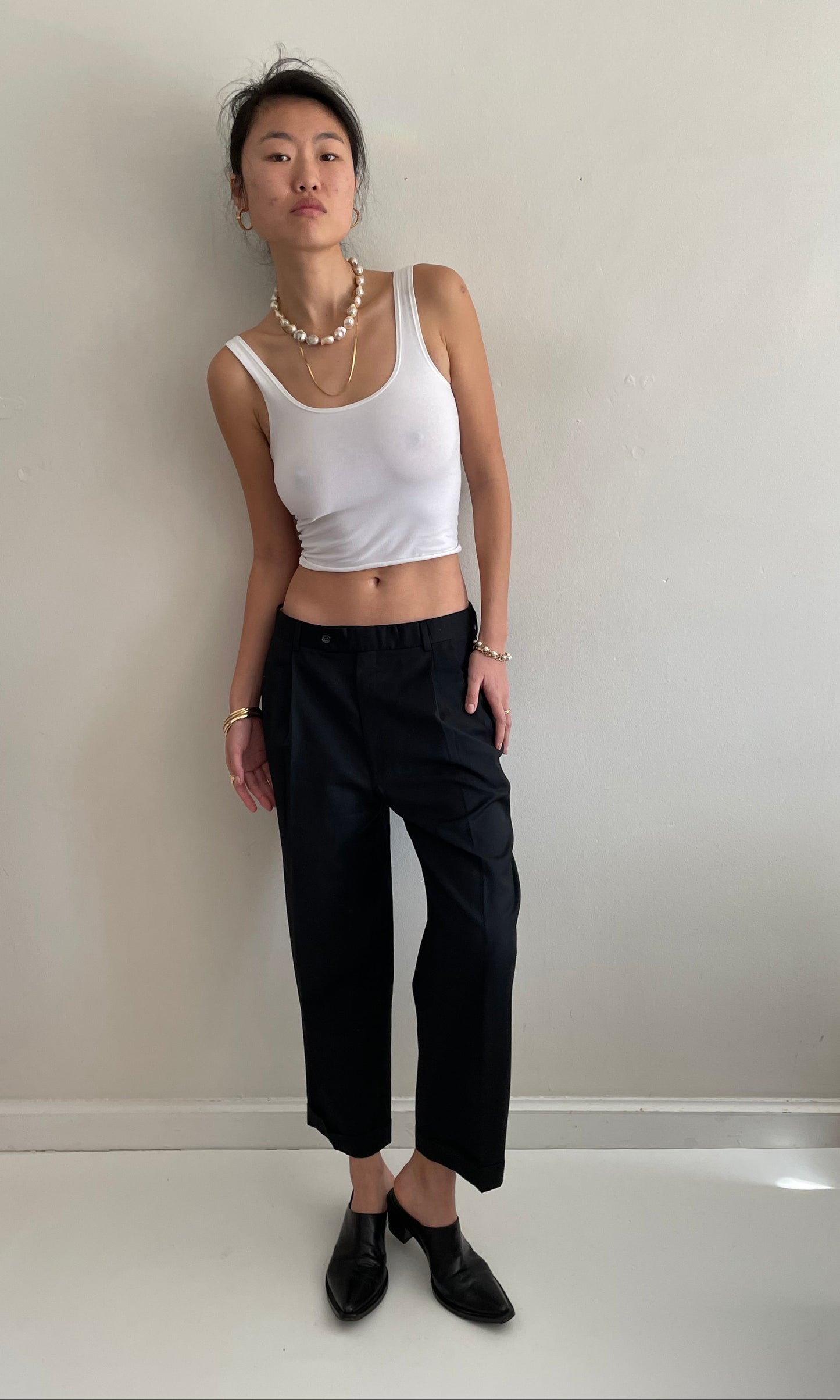 Vintage Pleated Wool Menswear Black Pants 32 waist