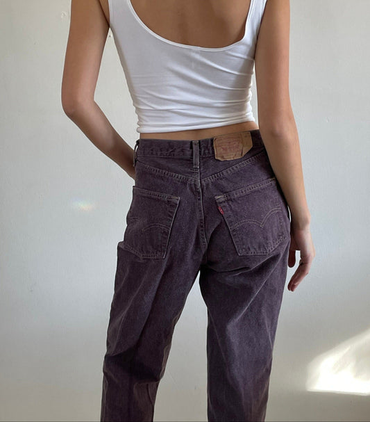 Vintage 80s Levi's button fly womens brown shrink to fit Levis 501 jeans size 29 x 32