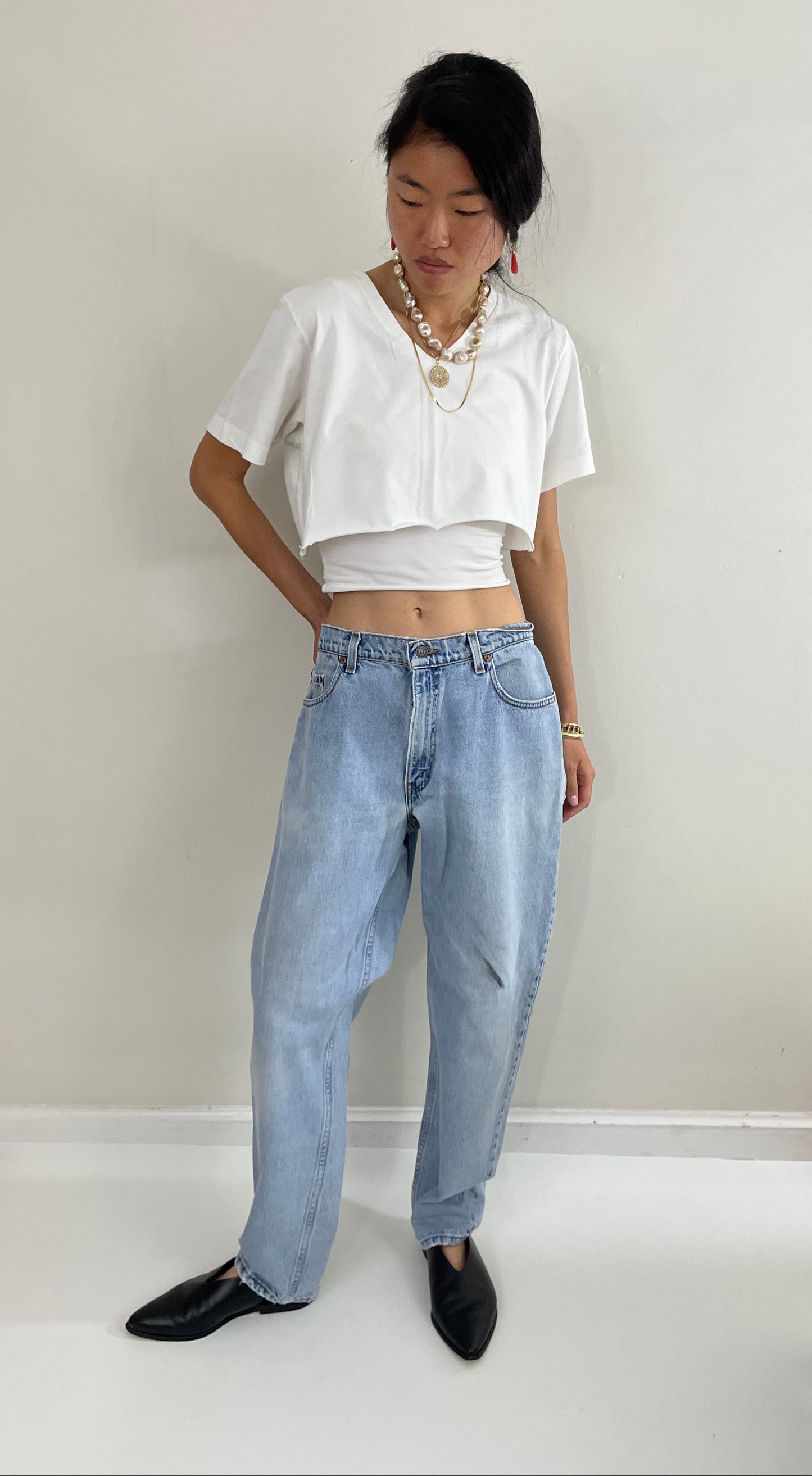 Vintage 80s Levis 560 Faded Loose Fit Tapered Leg Dad Jeans 32x31