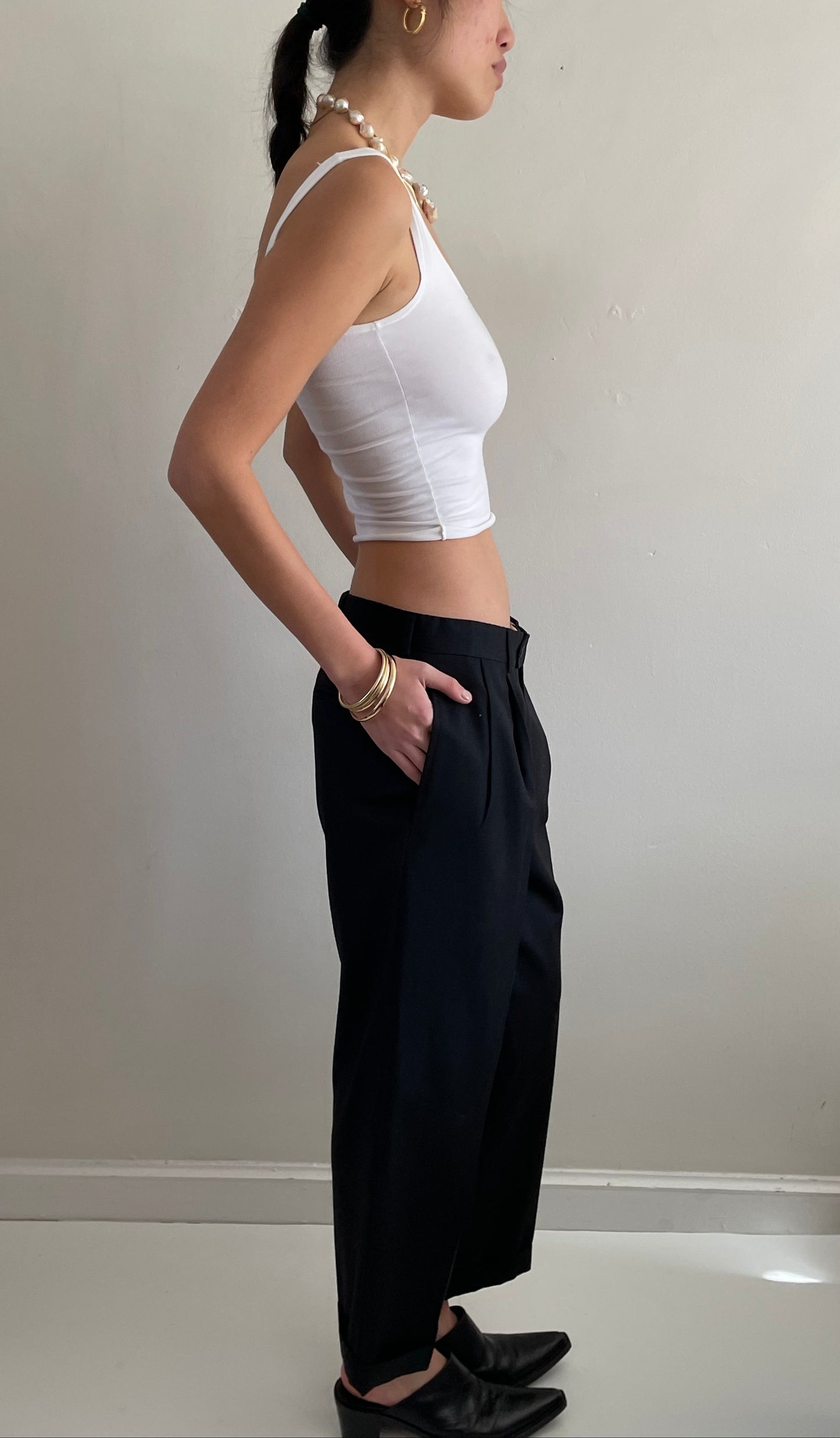 Vintage Pleated Wool Menswear Black Pants 32 waist