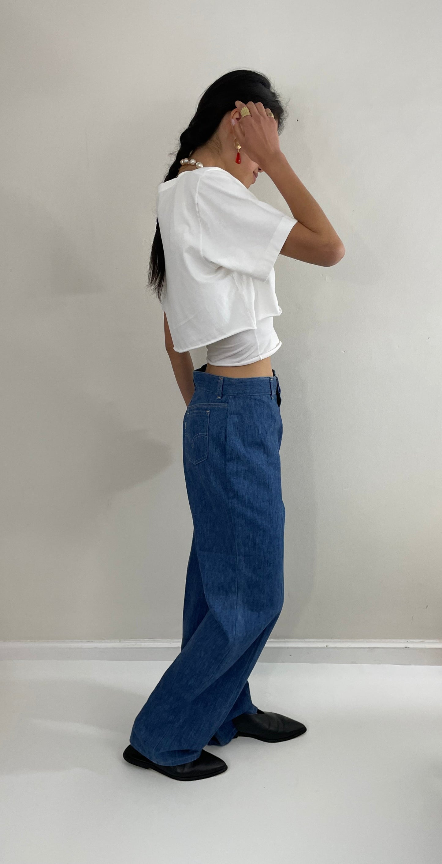 Vintage 70s Levi's bell bottom tall flare high waisted brushed cotton white tab Levis leisure jeans size 29 x 33